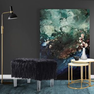 Fiorino – Otomana moderna y contemporánea de piel sintética con patas acrílicas, color negro Fiorino – Otomana moderna y contemporánea de piel sintética con patas acrílicas, color negro