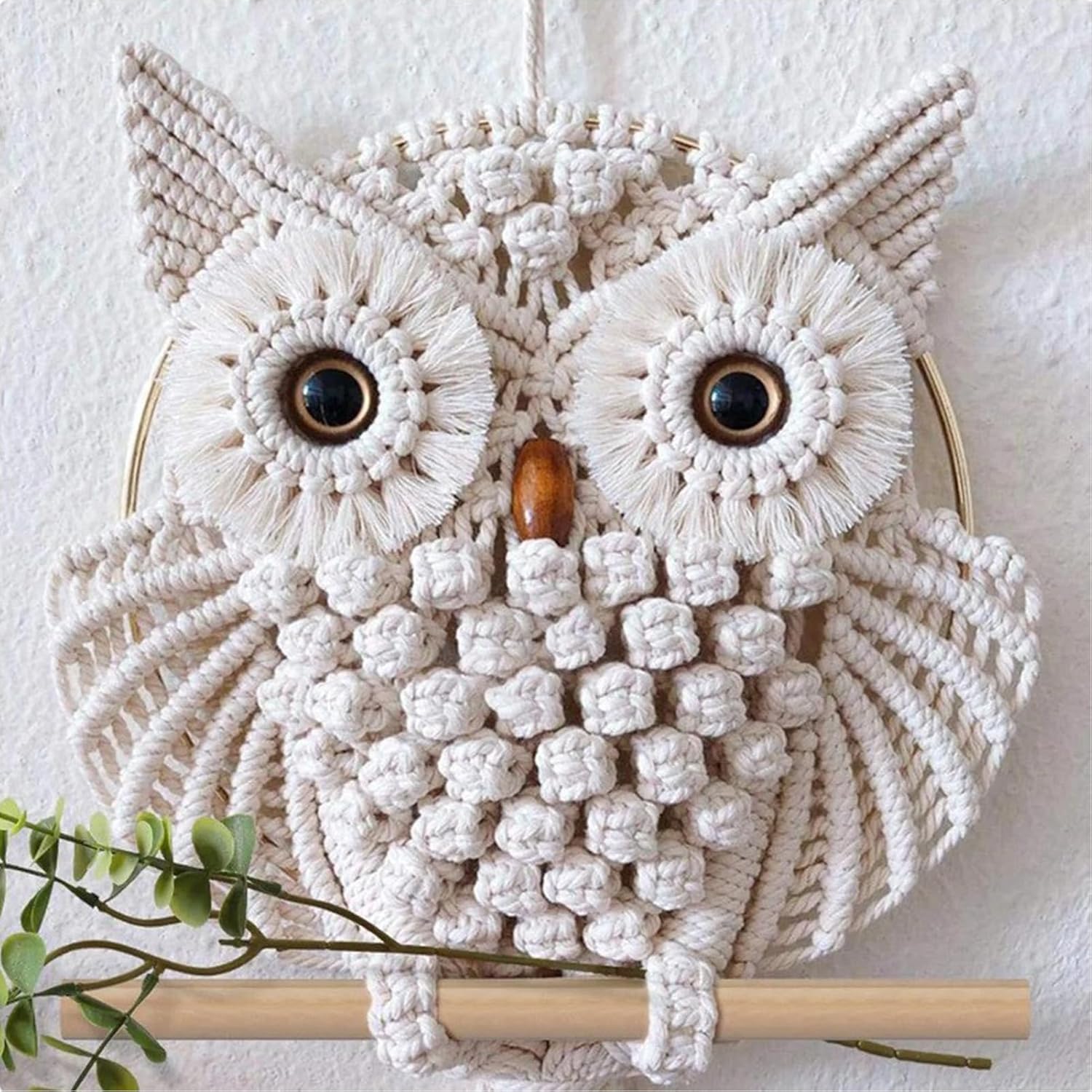 BEIJIALY Tapiz colgante de pared de macramé de búho, arte de pared de búho, tapiz hecho a mano, adorno bohemio, decoración de pared de granja