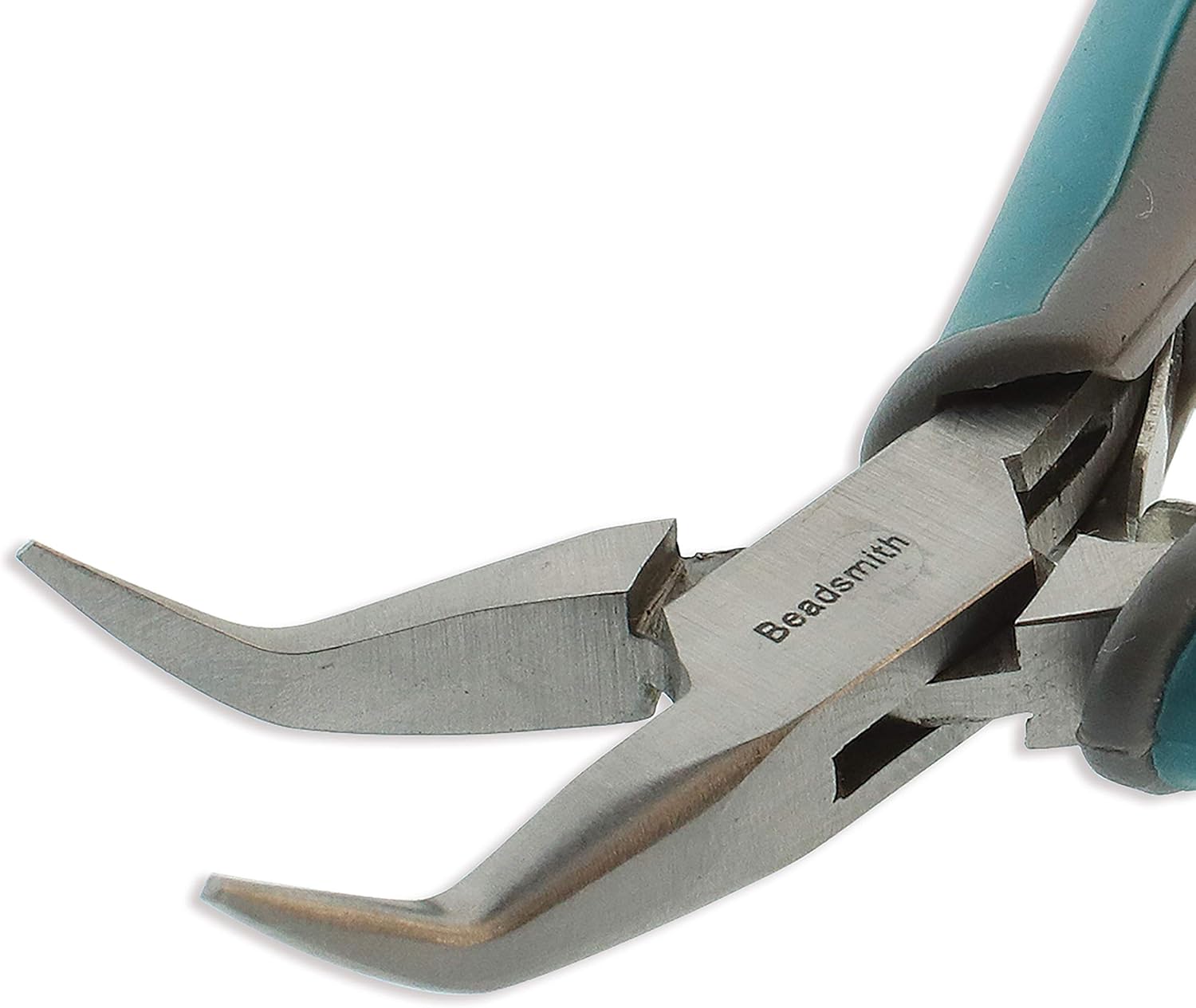 The Beadsmith Simply Modern – Alicates de nariz de cadena doblada, 4.5 pulgadas (4.488 in) con cabeza de acero pulido, asas de agarre de PVC y