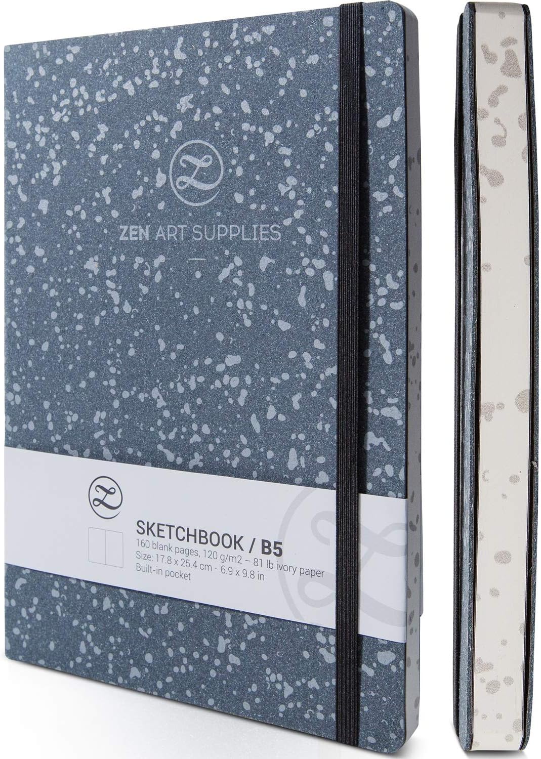 ZenART – Cuaderno de dibujo grande B5 con papel marfil grueso de 120 GSM, sin ácidos, bonito cuaderno de bocetos de tapa dura con encuadernación