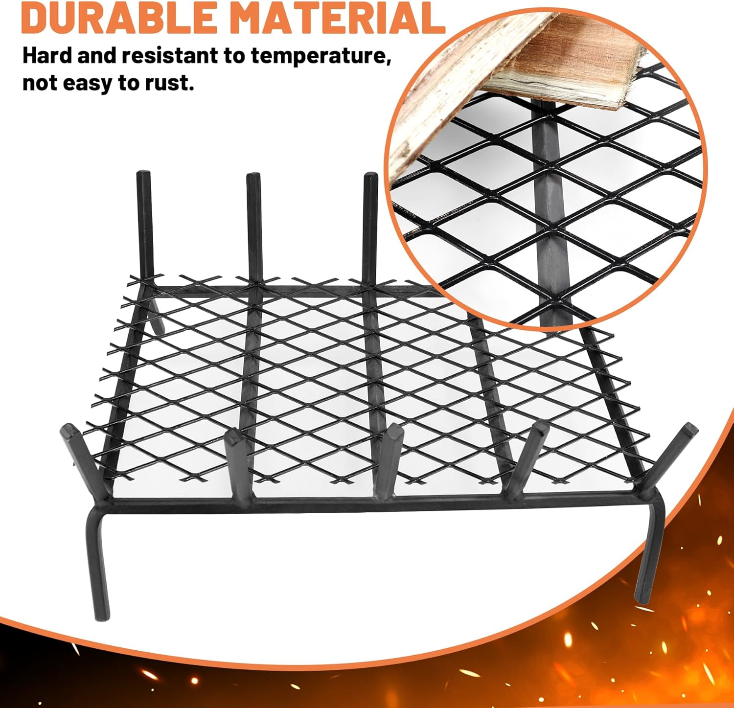 GCGOODS Retenedor de brasas de rejilla de chimenea, brasas de acero para rejillas de chimenea, accesorio de combustión de chimenea, apto para la
