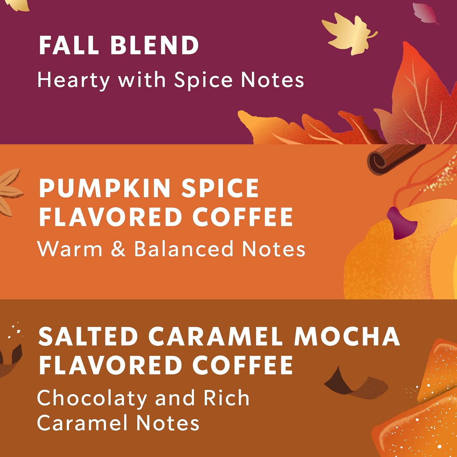 Starbucks Paquete de café molido de otoño, tostado medio y café con sabor natural, 100% arábica, edición limitada, 3 bolsas (32 onzas en total)