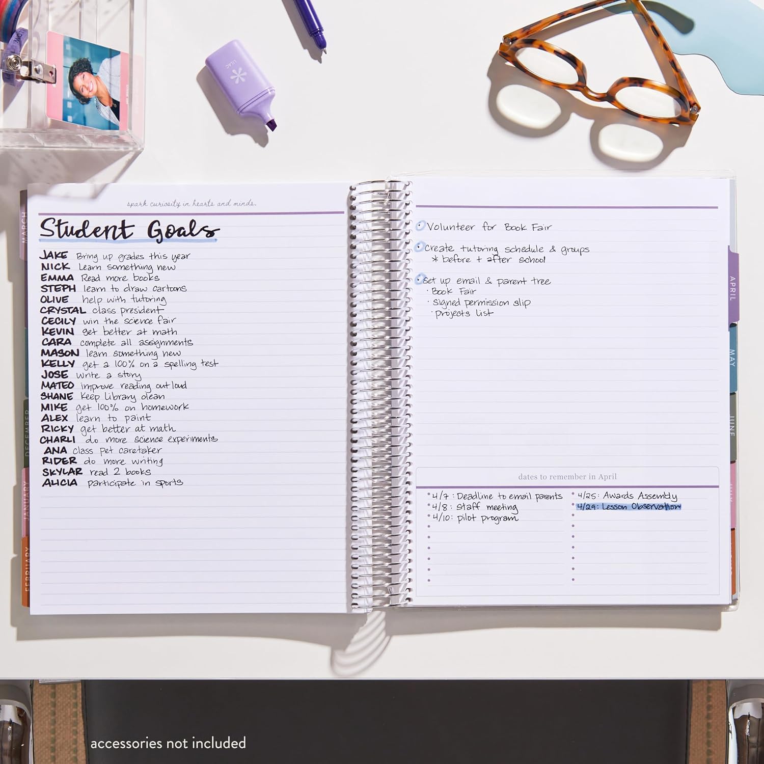 Erin Condren Agenda de lecciones para profesores en espiral de 85 x 11 pulgadas (agosto de 2024 a julio de 2025)  Marca la diferencia, cubierta