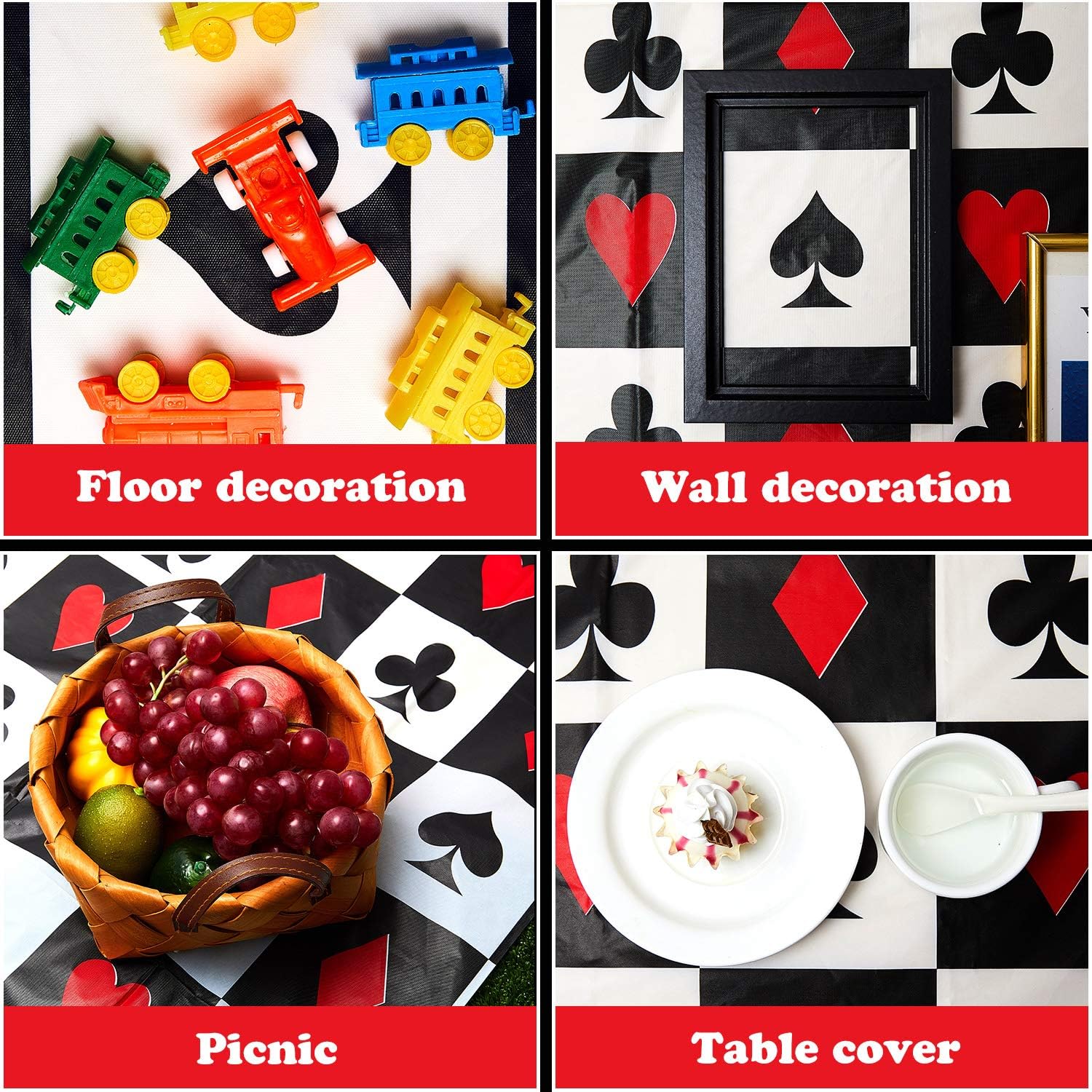 Mantel de póquer de 2 piezas para decoración de fiesta temática de casino, cubierta de mesa de Las Vegas, camino de mesa de casino para jugar