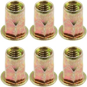 LBY 60 tuercas remachadoras de acero al carbono, kit surtido de tuercas de rosca M6 (medio hexagonal), acero al carbono, chapado en zinc, amarillo LBY 60 tuercas remachadoras de acero al carbono, kit surtido de tuercas de rosca M6 (medio hexagonal), acero al carbono, chapado en zinc, amarillo
