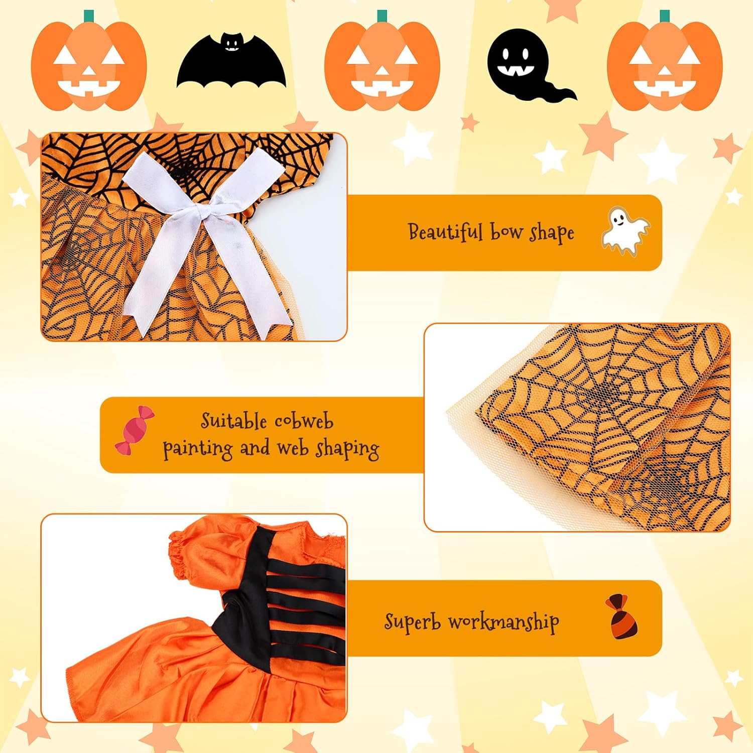 Jenaai 2 juegos de ropa de muñeca de Halloween de 18 pulgadas, disfraz de bruja y calabaza, incluye sombreros de bruja, zapatos, farol, bolsa de