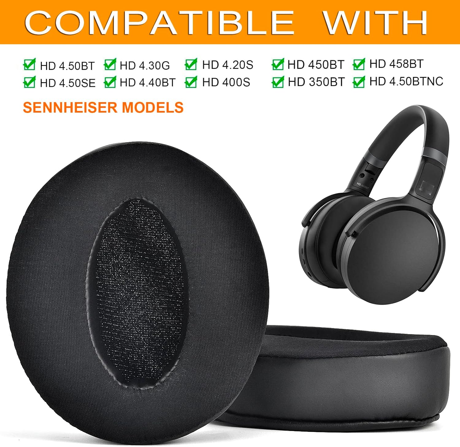 Almohadillas de repuesto compatibles con Sennheiser HD 4.50BT, HD 4.50, HD 4.50BTNC, HD 4.50SE, HD 4.40BT, HD 4.30G, HD 4.20S, HD 458BT, HD 450, HD