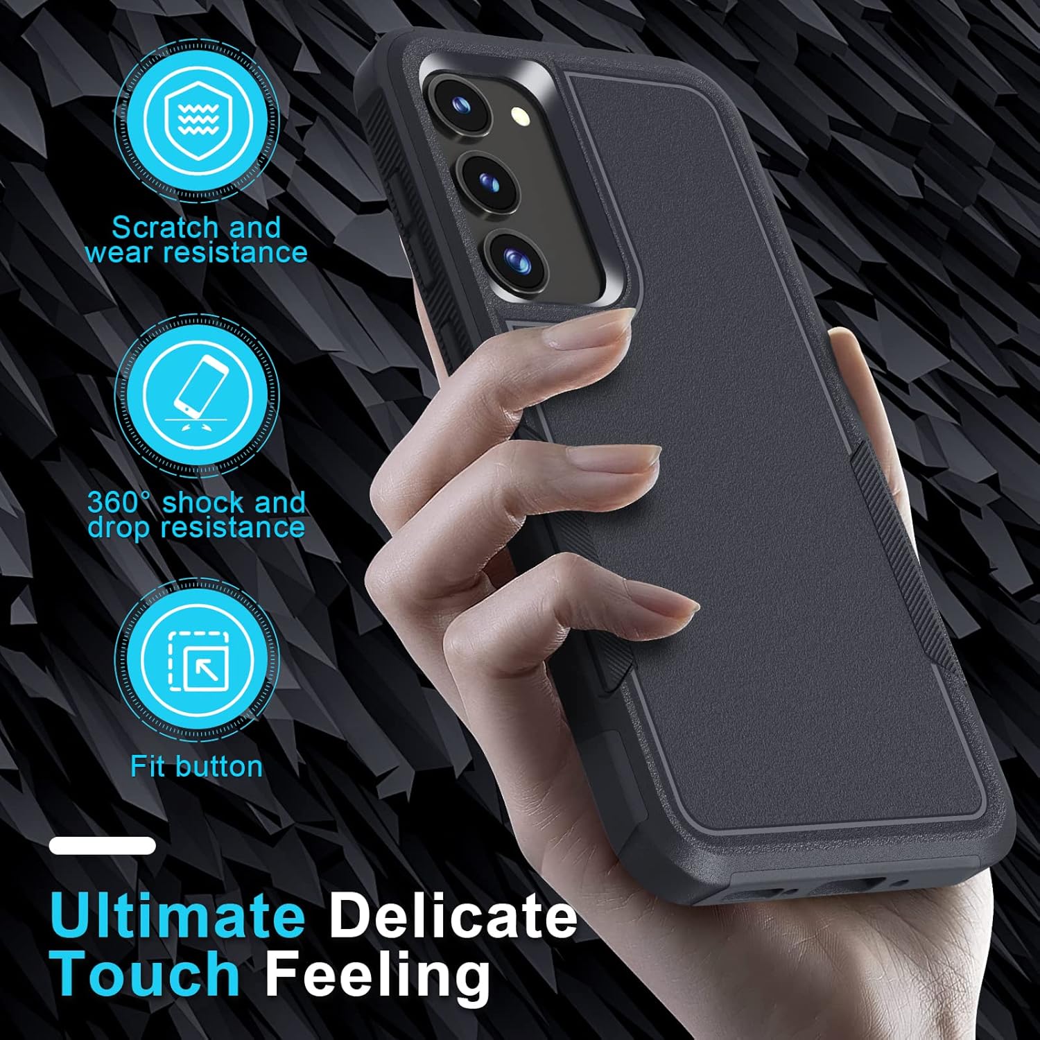 Funda para Samsung Galaxy A54 5G con 1 protector de pantalla de vidrio templado y 1 funda para lente de cámara, resistente y a prueba de golpes,