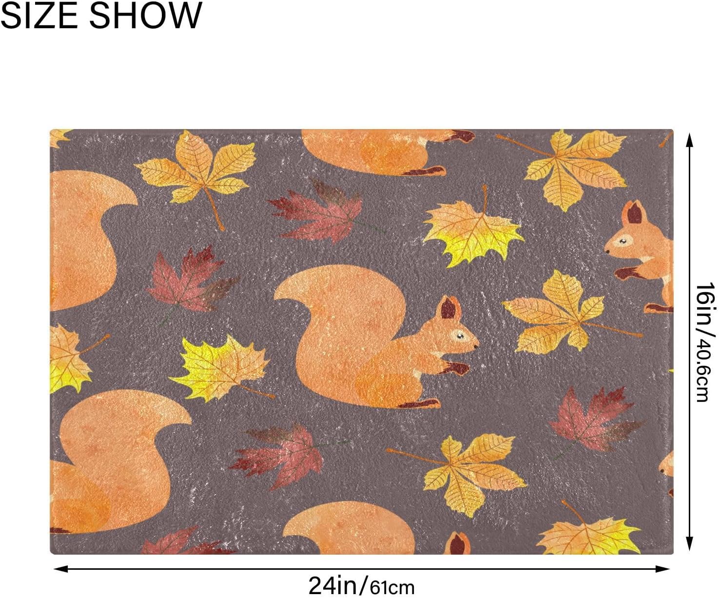 Bathroom Rugs Sets 2 Piece 24×16+24×20 Inch,Soft U-Shaped Contour Toilet Rug Autumn Squirrel Cute Non-Slip Absorbent Bath Floor Mat Carpet Set Water