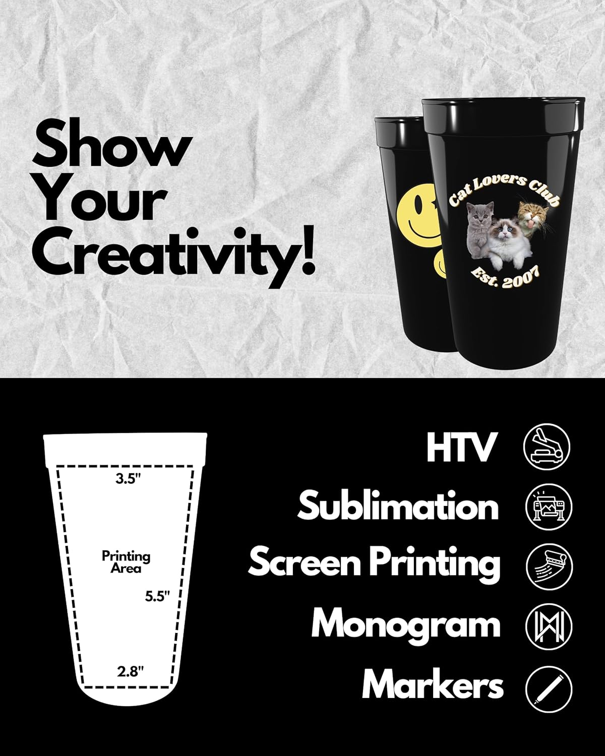 PartyPrints Paquete de 10 vasos de plástico en blanco reutilizables de 32 onzas  Copas de estadio a granel  Vasos de fiesta extra grandes sin BPA