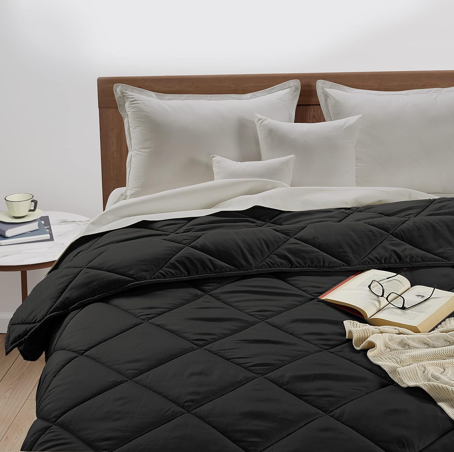 LANE LINEN Manta reversible ligera de tamaño individual para cama y sofá  Manta de microfibra alternativa al plumón para todas las estaciones, fina,