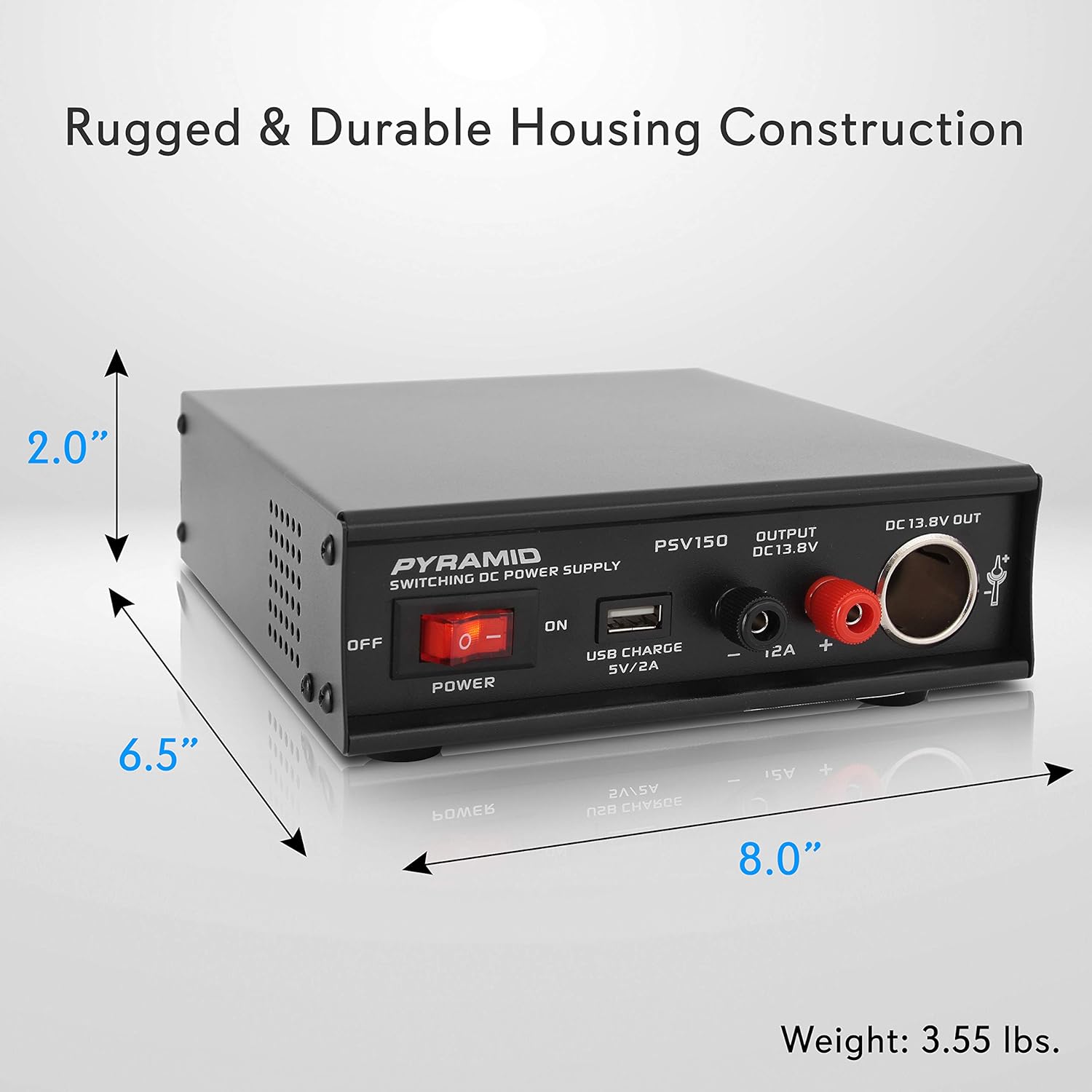 Pyramid Convertidor universal de fuente de alimentación AC-DC 12V entrada de CA dual de 115230V, puerto USB, terminal de tornillo para encendedor de