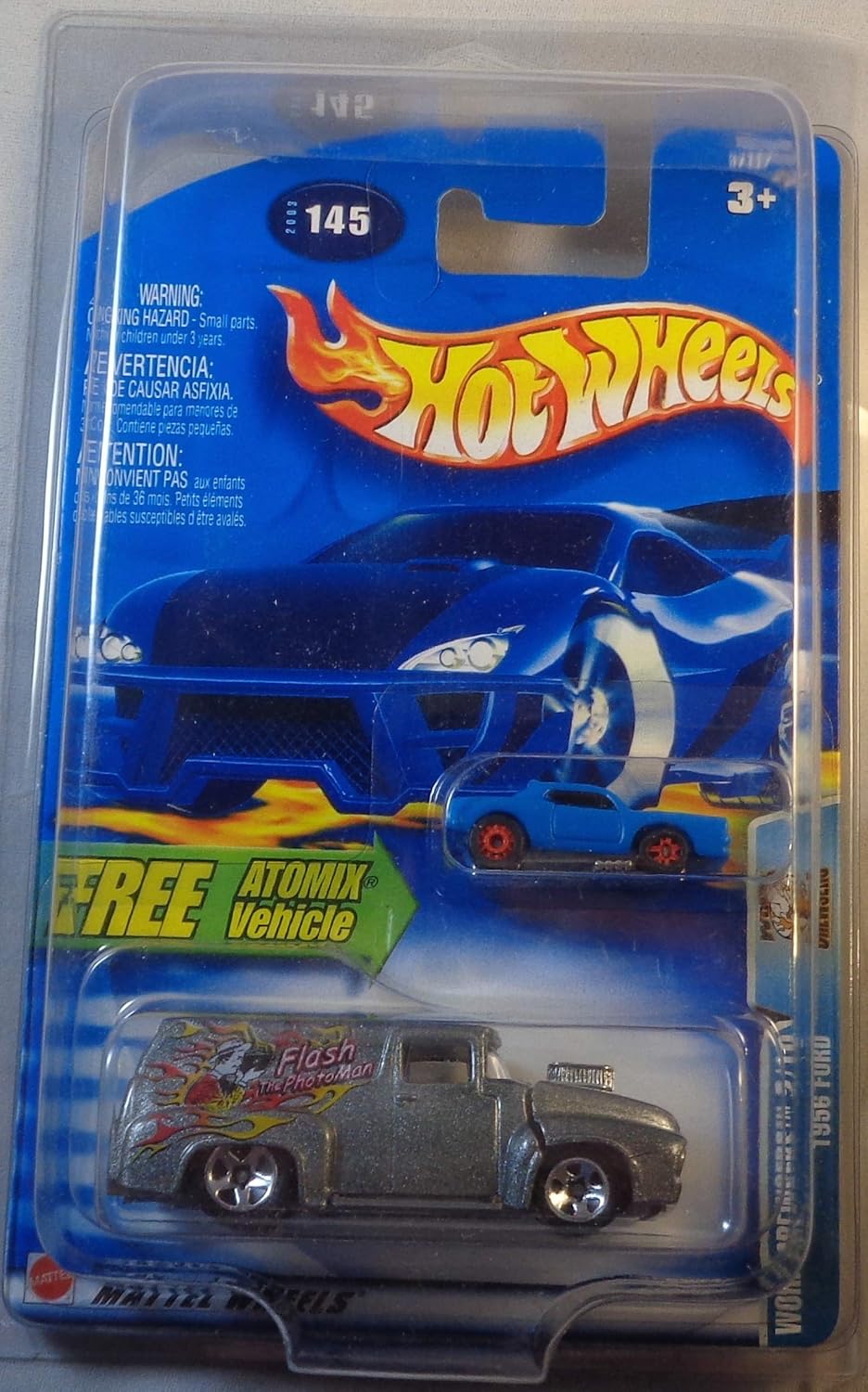 Hot Wheels 2003 Work Crewsers 1956 Ford SILVER Atomix 210 # 145 Escala 164