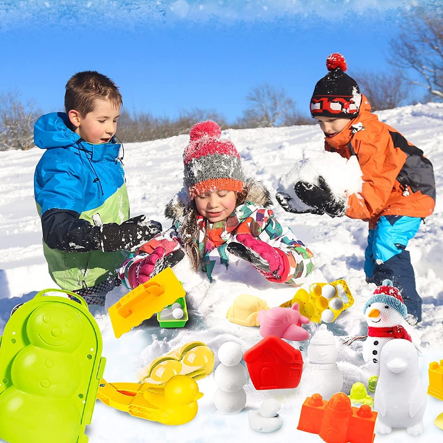 JOY SPOT! 20 herramientas para hacer bolas de nieve, juguetes de nieve para niños y adultos, kit de juego de bolas de nieve, juguetes al aire libre