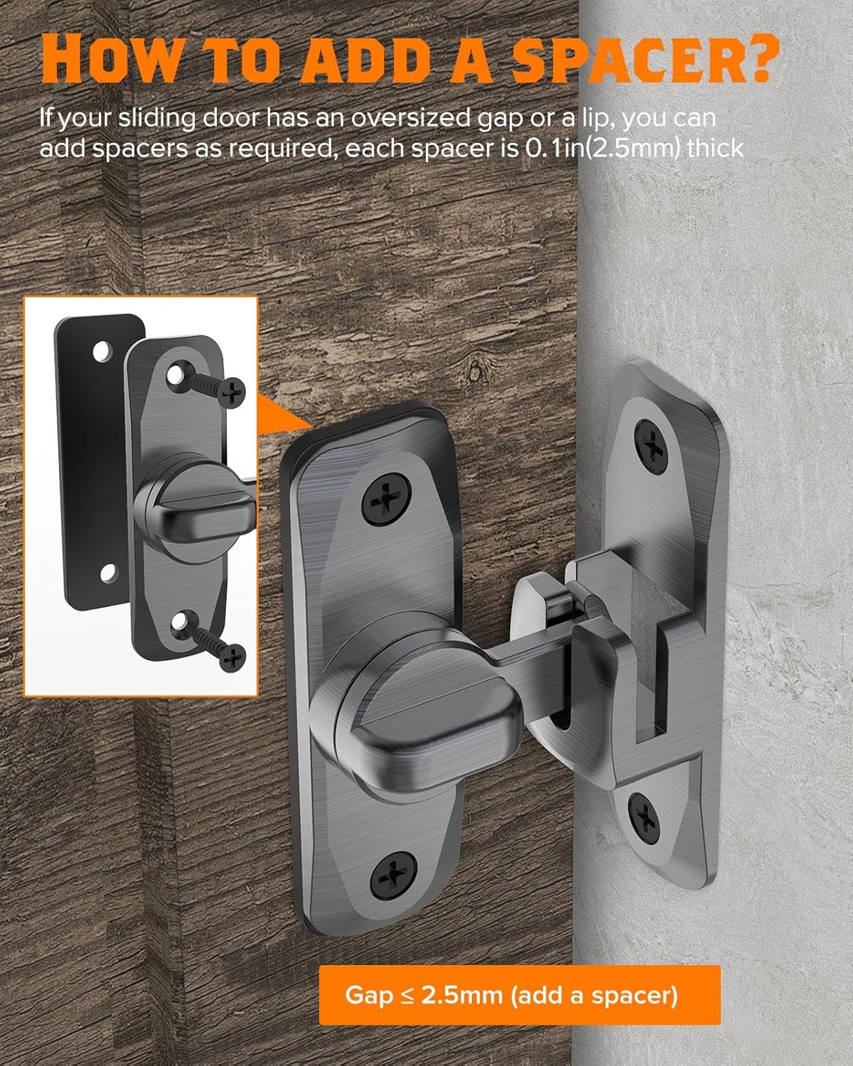 Cerradura de puerta de granero de 90180 grados, pequeños cierres de puerta abatible, cerradura de seguridad para puertas correderas para gabinetes,