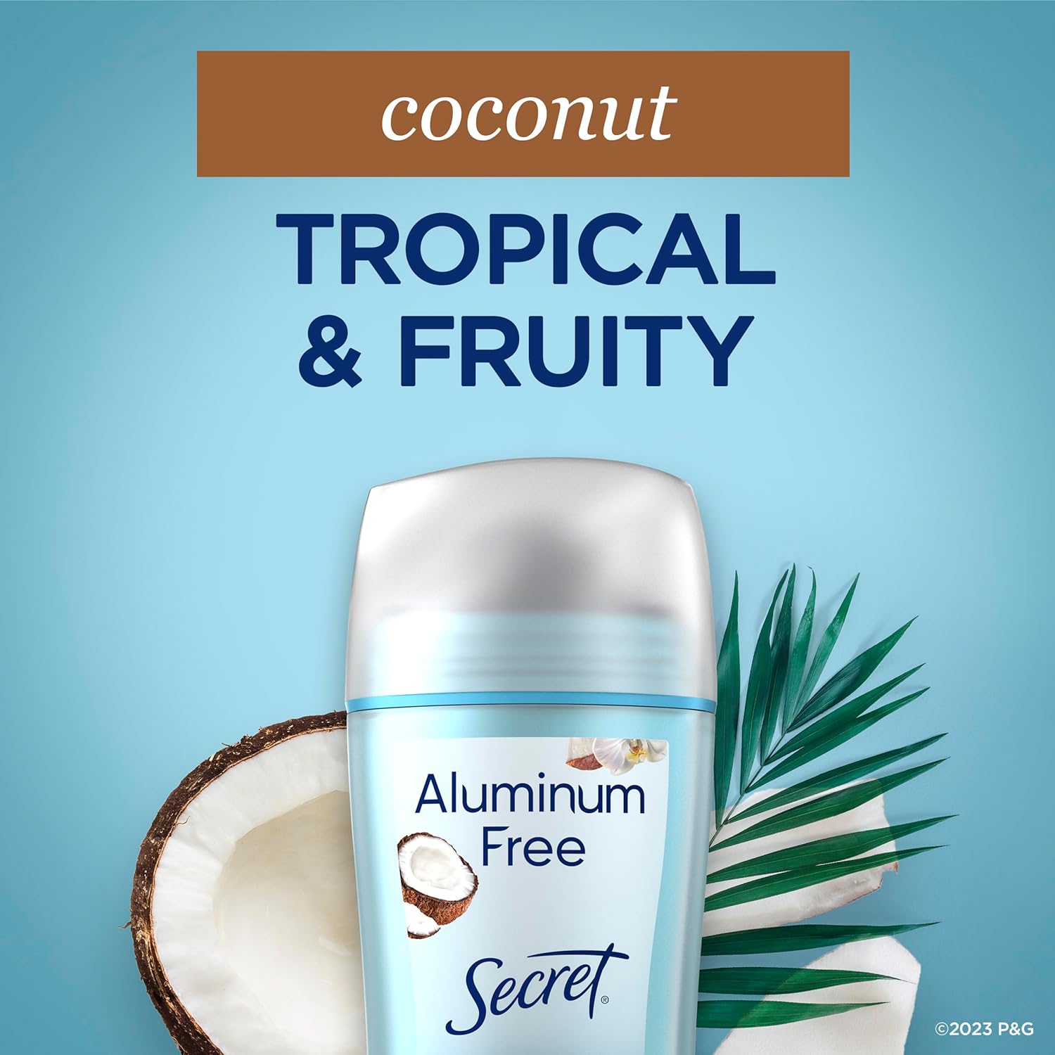 Secret Desodorante sin aluminio para mujeres, protección contra olores 48 HR con ingredientes reales, coco, 2.4 onzas (paquete de 3)