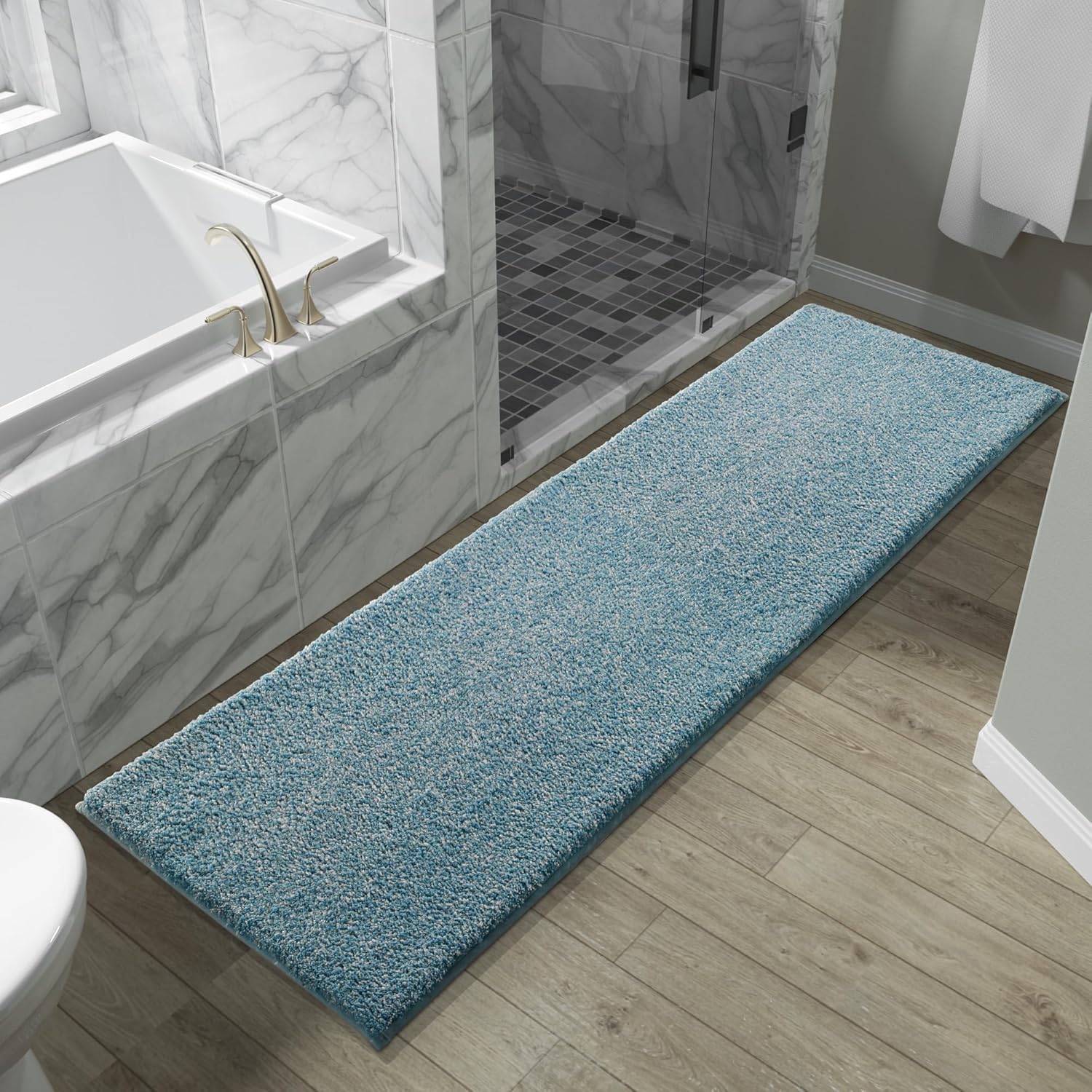 Yimobra Alfombras de baño, extra suaves y cómodas, antideslizantes, absorbentes de agua y gruesas, lavables a máquina, alfombras peludas para duchas