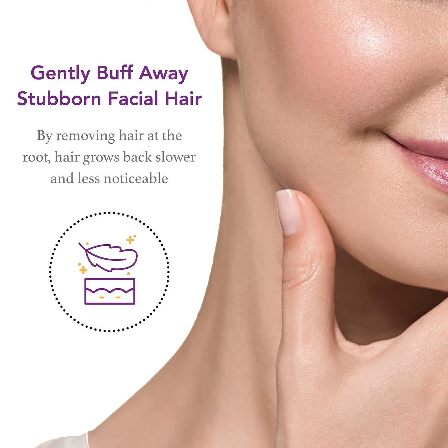 Hair Off Limpiador facial  Removedor de vello facial sin dolor y sin químicos y exfoliante facial suave  Borrador de pelo para retrasar el
