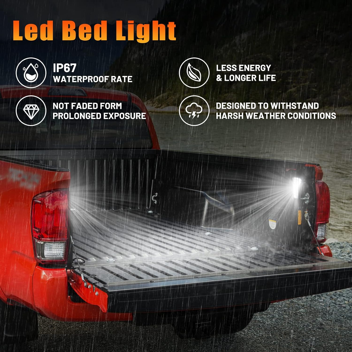 Kit de iluminación LED para caja de auto, 2 unidades, compatible con Toyota Tacoma 2020 2021 2022 2023 Kit de iluminación LED para cama de camión
