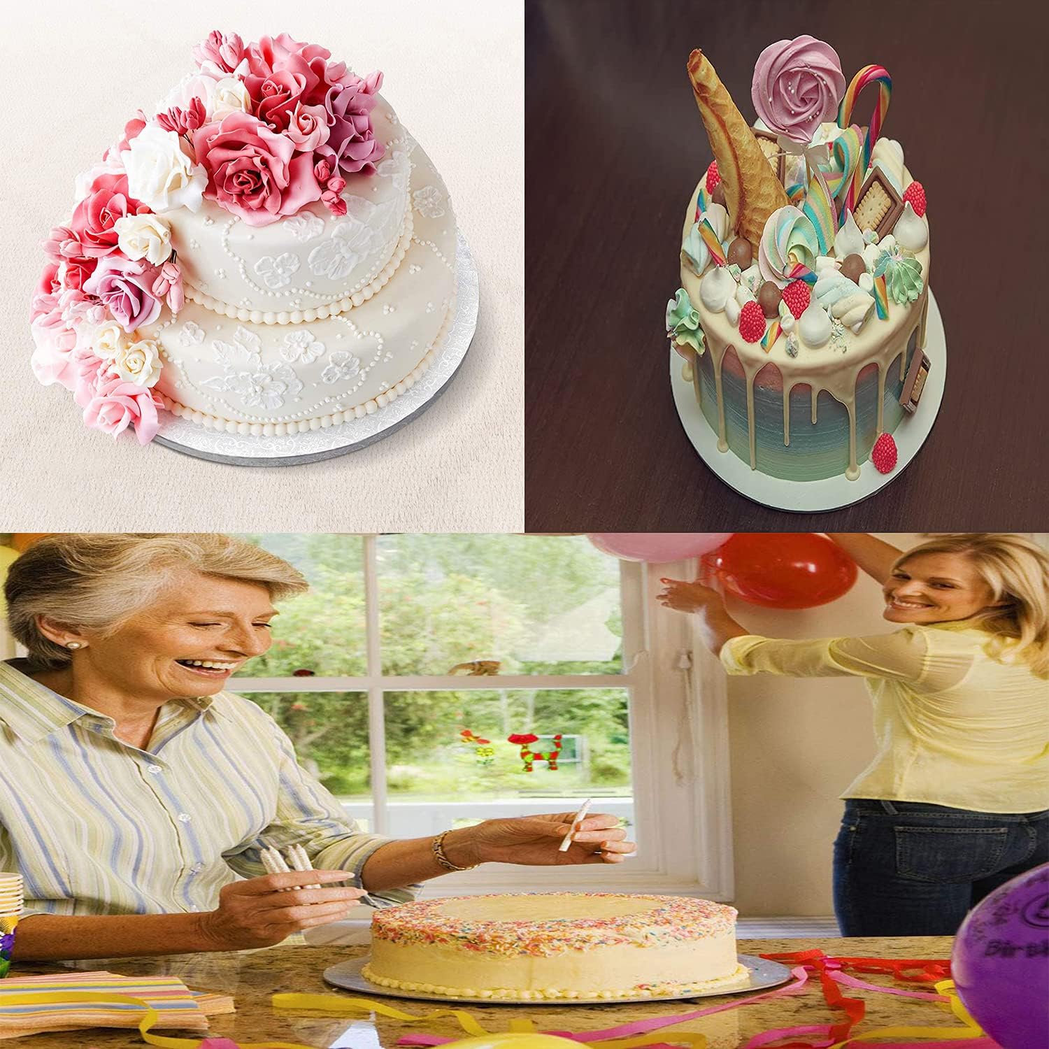 Paquete de 5 tablas para tartas, 4, 6, 8, 10, 12 pulgadas, círculos redondos para tartas, 1 de cada tamaño, juego para decoración de pasteles de