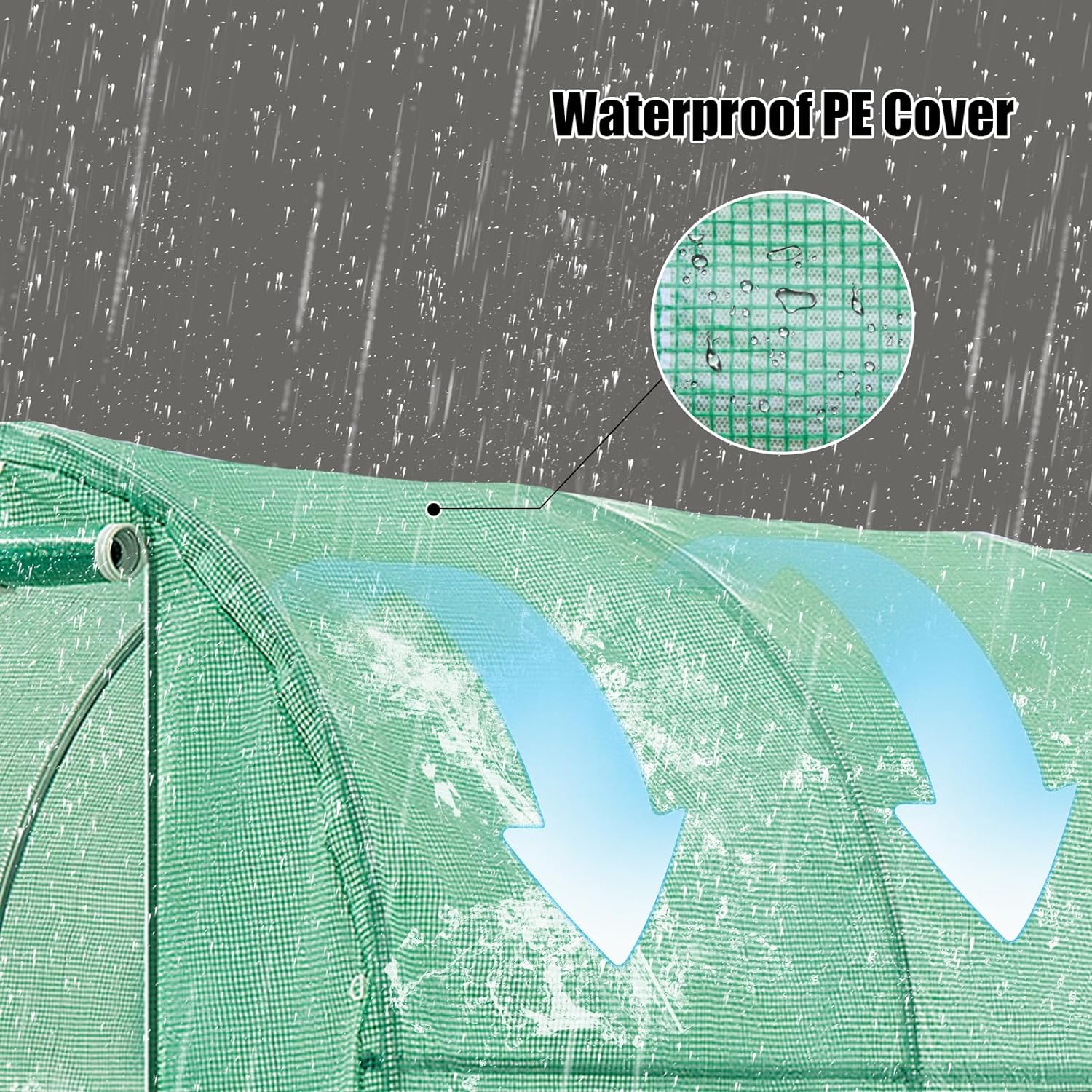 Invernaderos de 12 x 7 x 7 pies para exteriores resistentes, grandes casas verdes para exteriores con 6 ventanas de malla ventilada, puerta