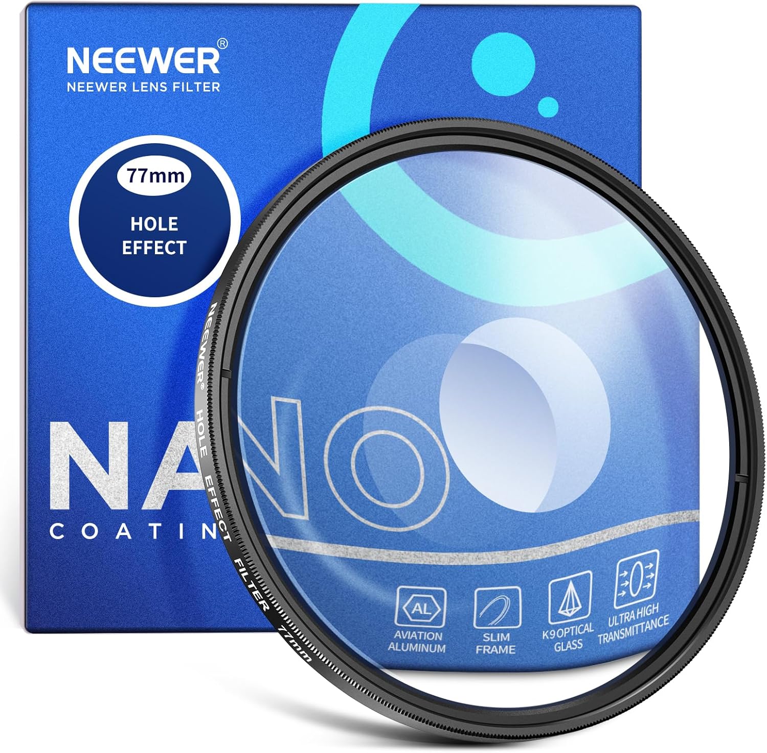 NEEWER Filtro de lente de cámara con halo en espiral de 3.031 in, prisma K9, vidrio óptico, efectos especiales, filtro de fotografía, accesorios de
