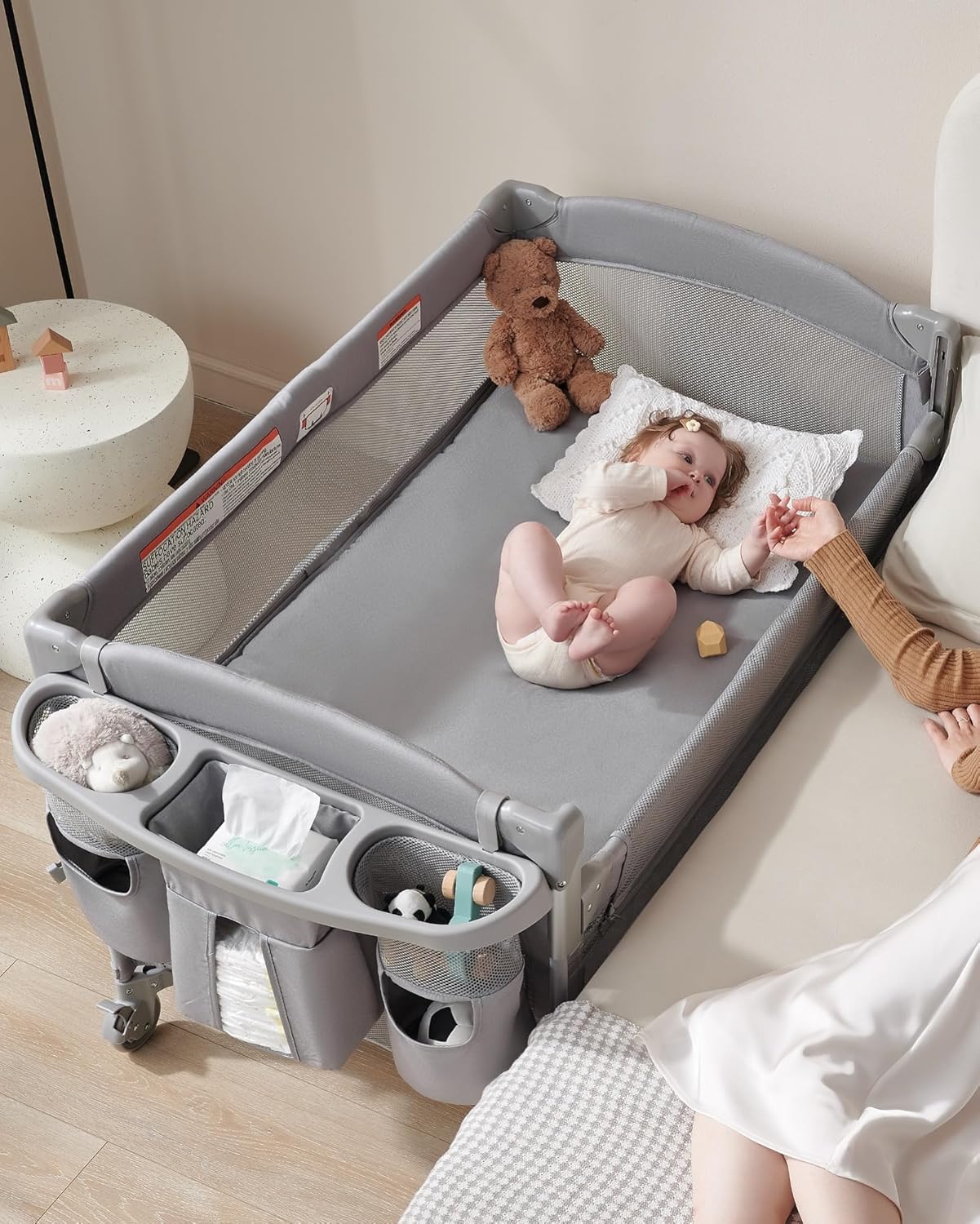 AirClub Moisés 4 en 1 para bebé, cuna para bebé, cama para cuna, patio de recreo, cambiador de pañales portátil, cuna para bebé recién nacido