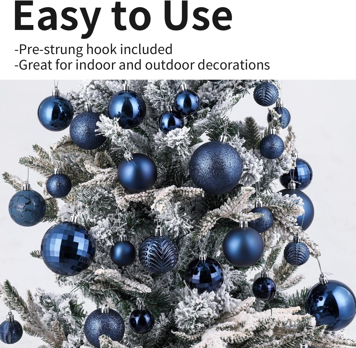 LANGXUN 36 bolas de decoración de árbol de Navidad color azul medianoche 2023, 6 bolas de Navidad de 3.2 pulgadas, 12 piezas de 2.4 pulgadas, 18