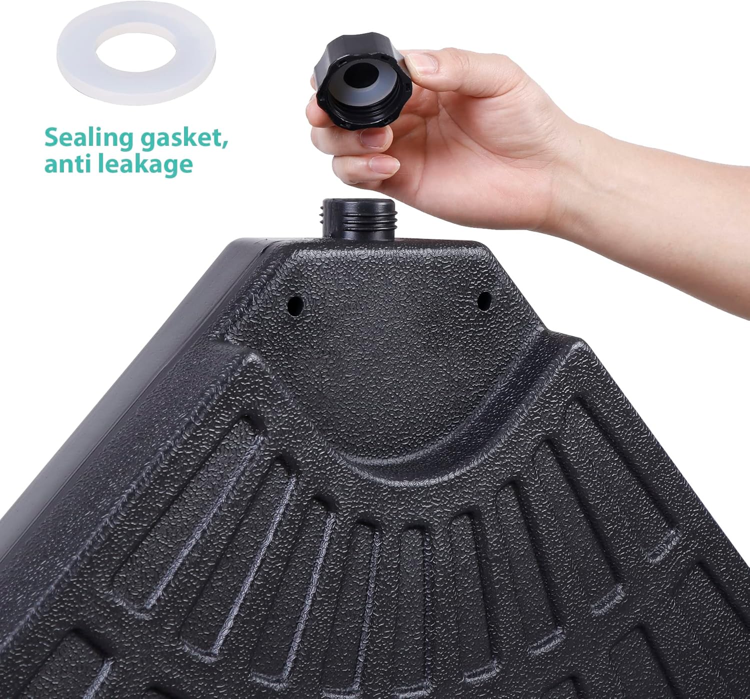 4 soportes voladizos para sombrilla de patio, con forma redonda, relleno de agua y arena, base resistente con bloqueo para jardín, patio trasero y