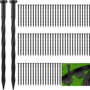 ELECLAND 160 estacas de plástico para bordes de 8 pulgadas, picos de anclaje de nailon en espiral para bordes de pavimentación, barrera de malezas, ELECLAND 160 estacas de plástico para bordes de 8 pulgadas, picos de anclaje de nailon en espiral para bordes de pavimentación, barrera de malezas,
