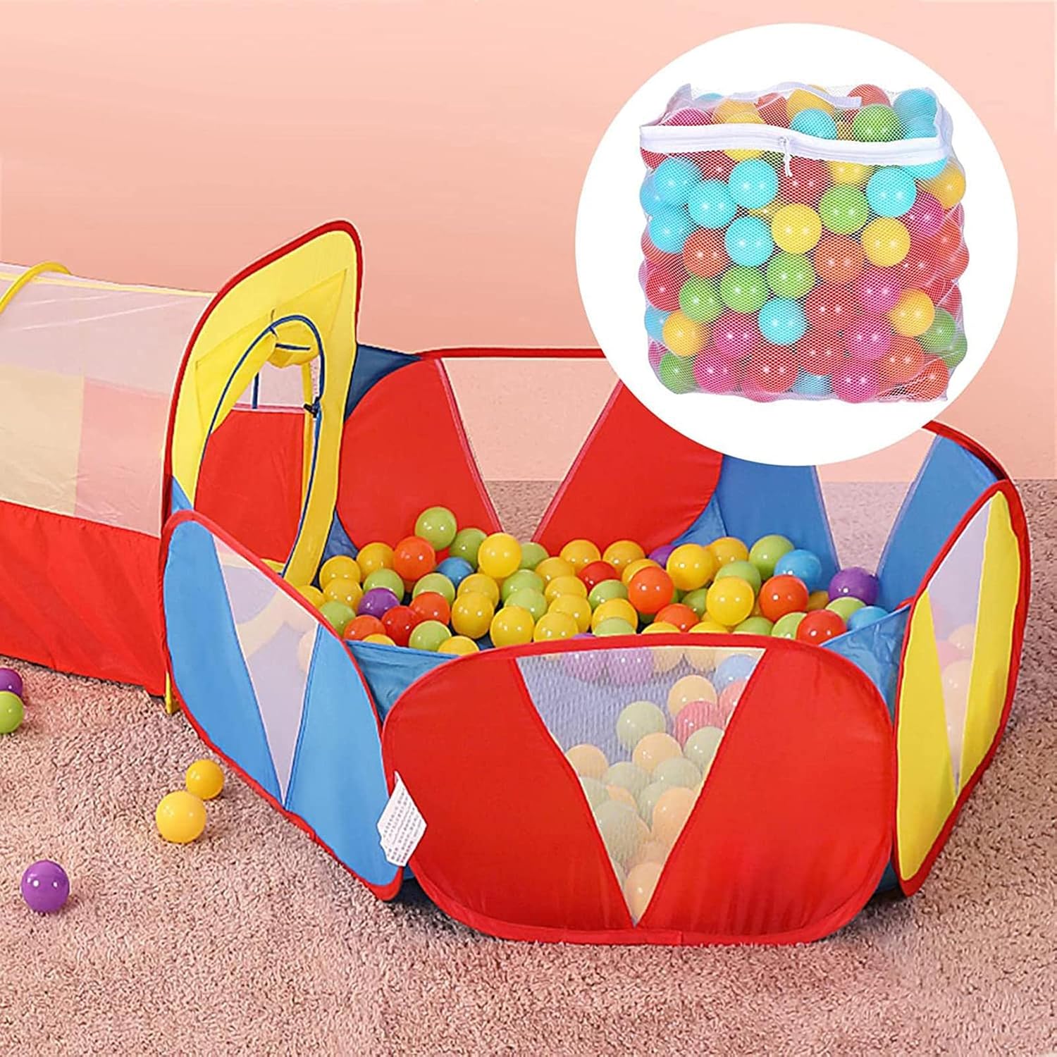 50 bolas con bolsa de almacenamiento, bolas sin BPA para pozo de bolas para niños pequeños, bolas coloridas antiaplastamiento de 2.2 in, bolas de