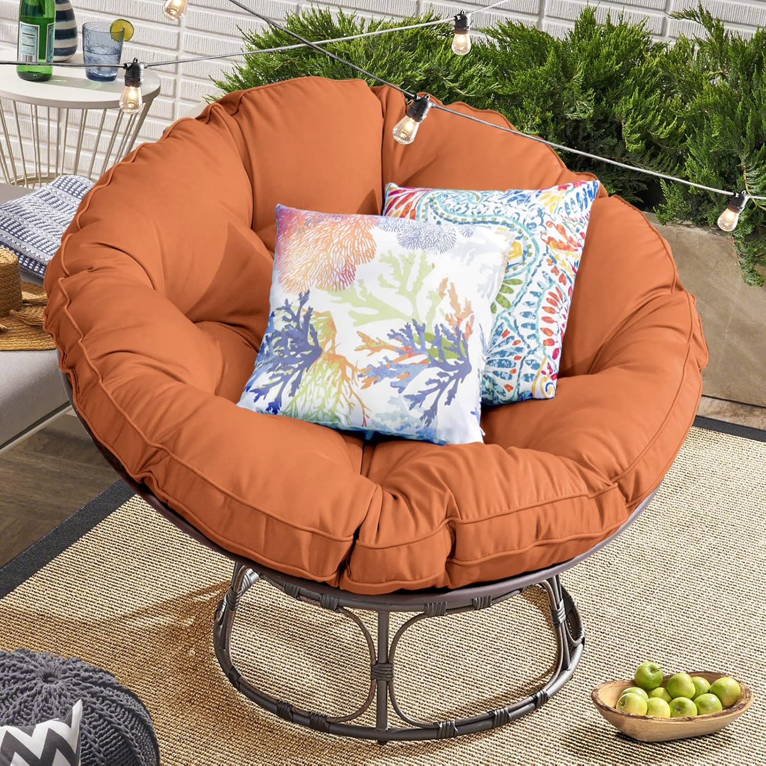 Papasan – Silla Papasan de tamaño grande de 46 pulgadas con cojín y marco sobrerelleno, silla Papasan gruesa con cojín y marco, silla perezosa,