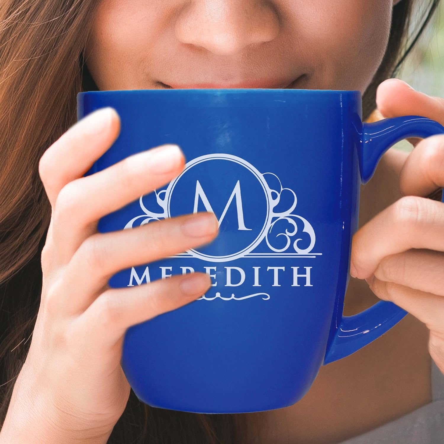 Taza de café con leche grabada personalizada – Taza de café personalizada (azul)