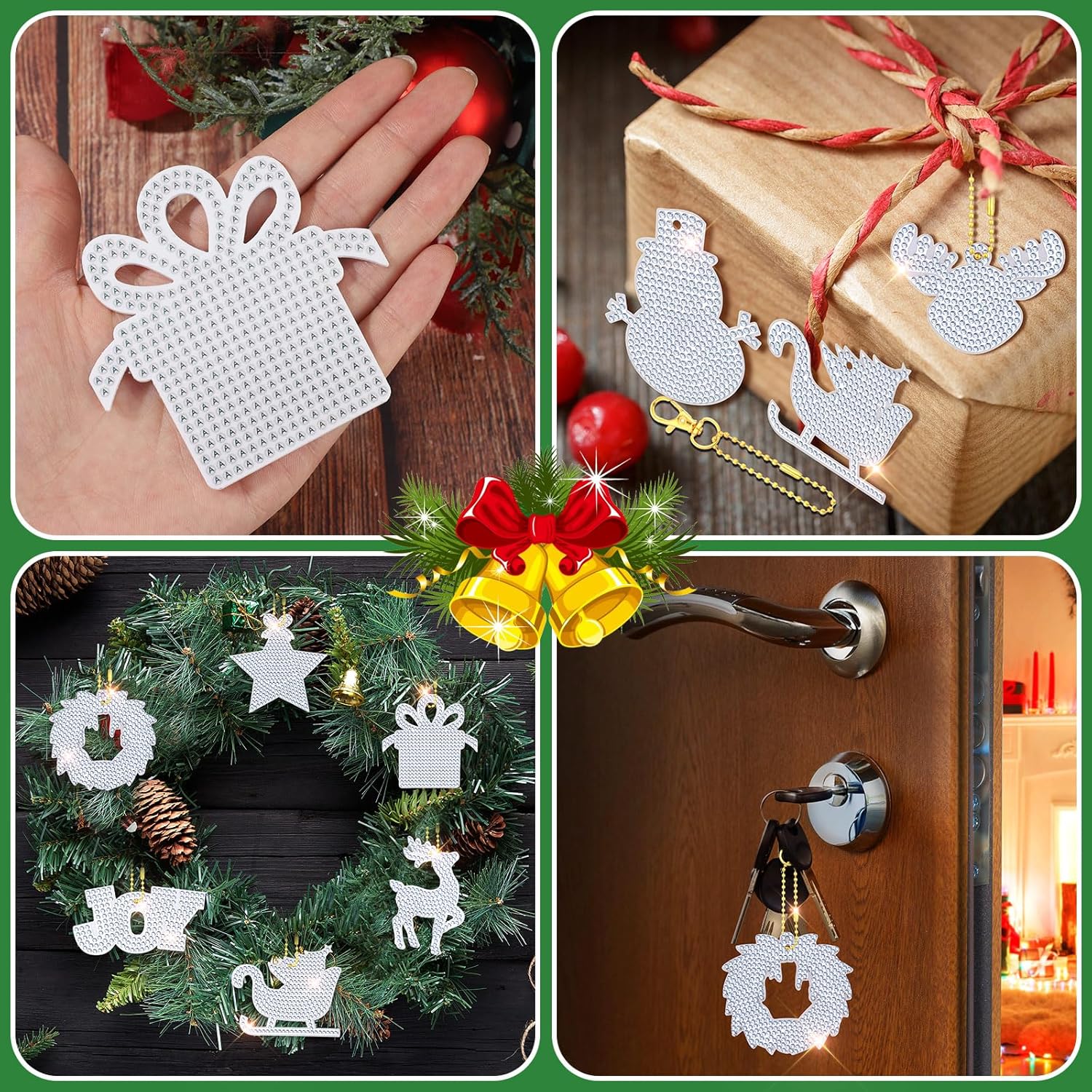 15 piezas de llavero de pintura de diamante de Navidad adornos de pintura de diamantes 5D DIY llavero de pintura de diamantes de Navidad adornos de
