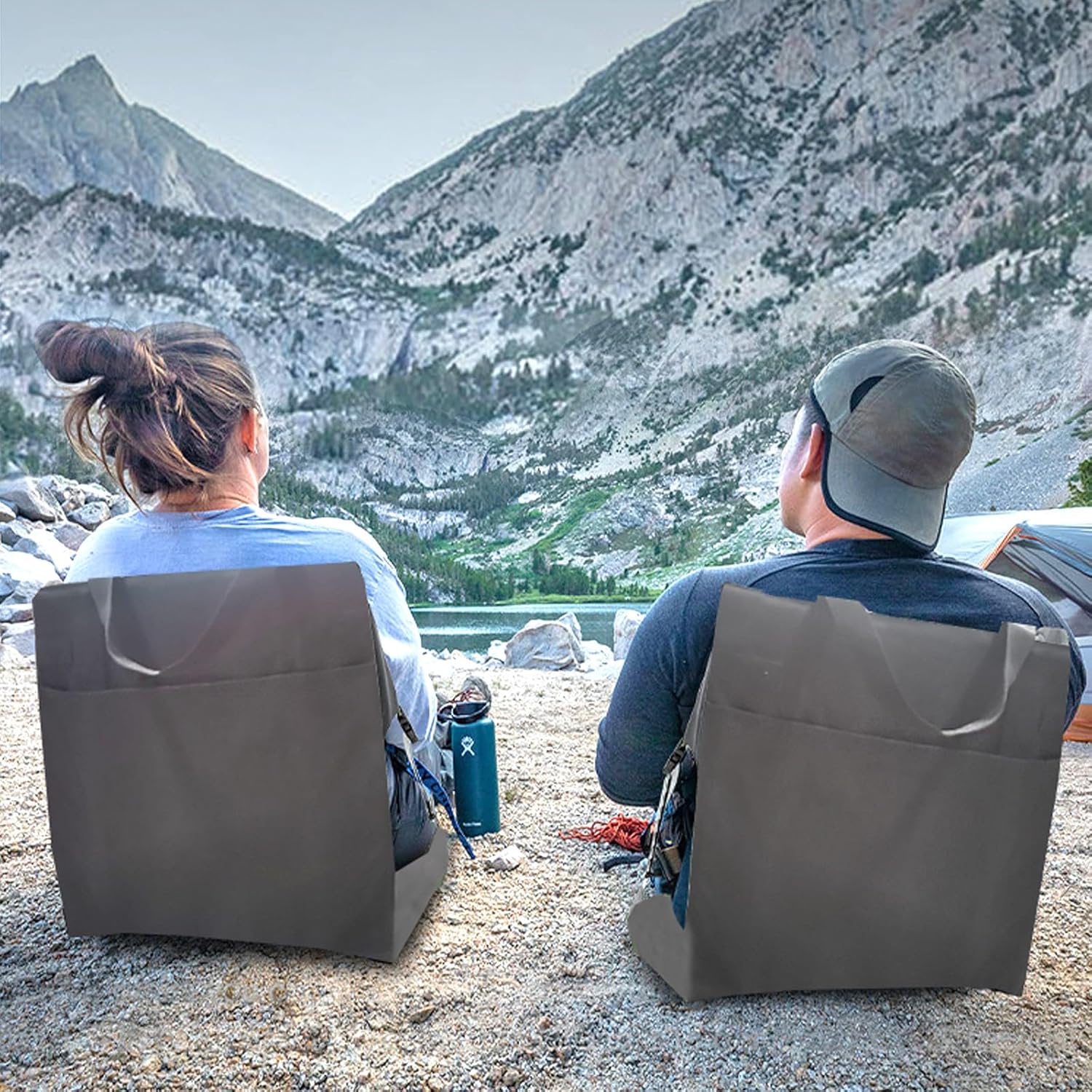 Pozico Cojín de asiento portátil para gradas, asiento ligero plegable con respaldo para deportes al aire libre y conciertos al aire libre