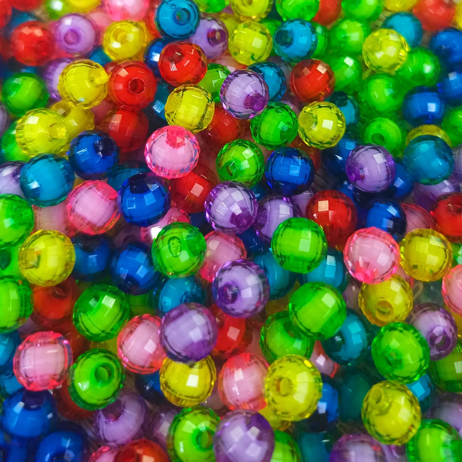 Bolas de 400 cuentas transparentes de 0.315 pulgadas (0.315 in), cuentas redondas en el interior para la fabricación de joyas (mezcla de bolas)