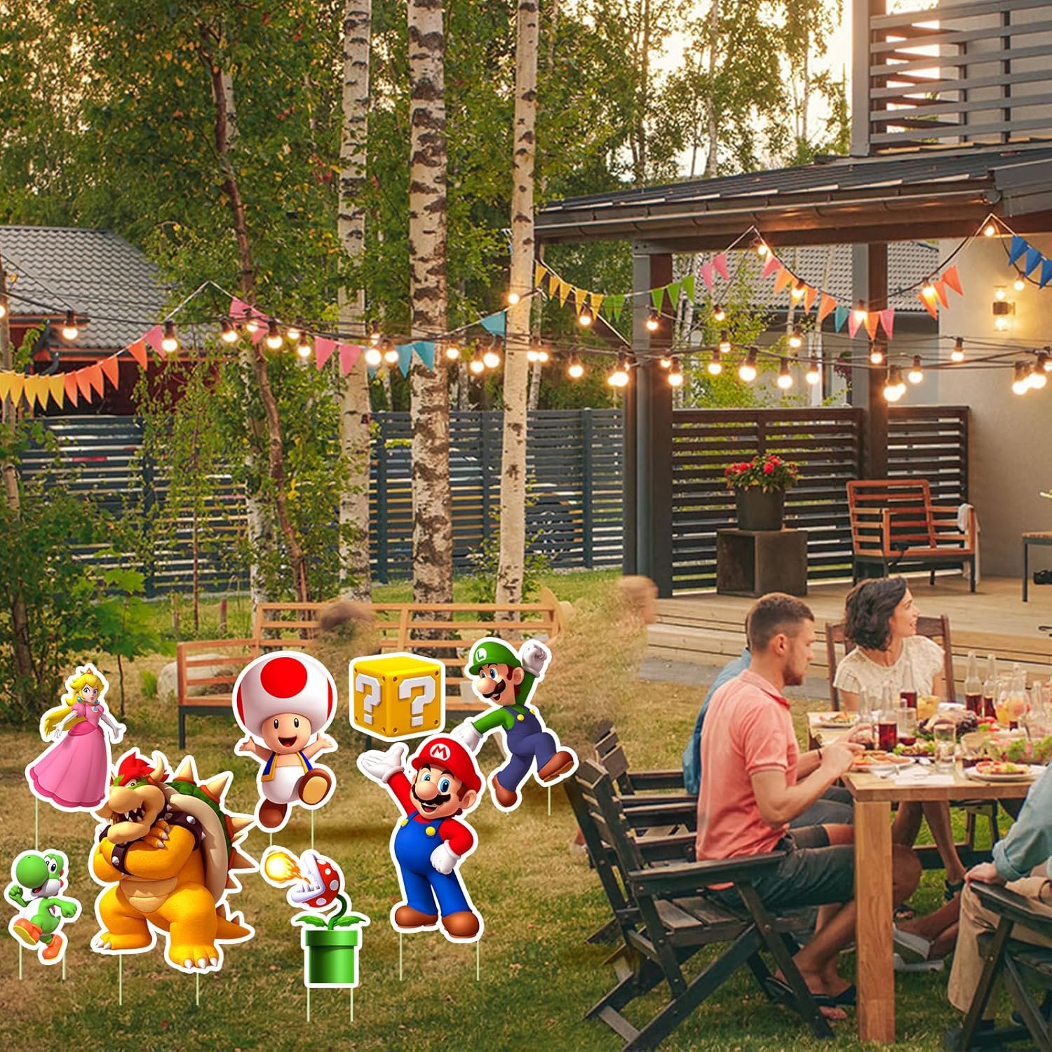 8 piezas de suministros para fiesta de cumpleaños, letrero de patio, decoración de fiesta de césped al aire libre para decoración de fiesta de