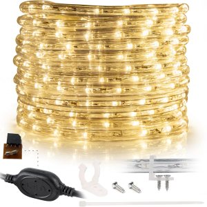 WYZworks Cuerda de luz LED de 50 pies con 576 luces LED, conectable, impermeable, permanente, para exteriores, con certificado ETL, árboles de WYZworks Cuerda de luz LED de 50 pies con 576 luces LED, conectable, impermeable, permanente, para exteriores, con certificado ETL, árboles de