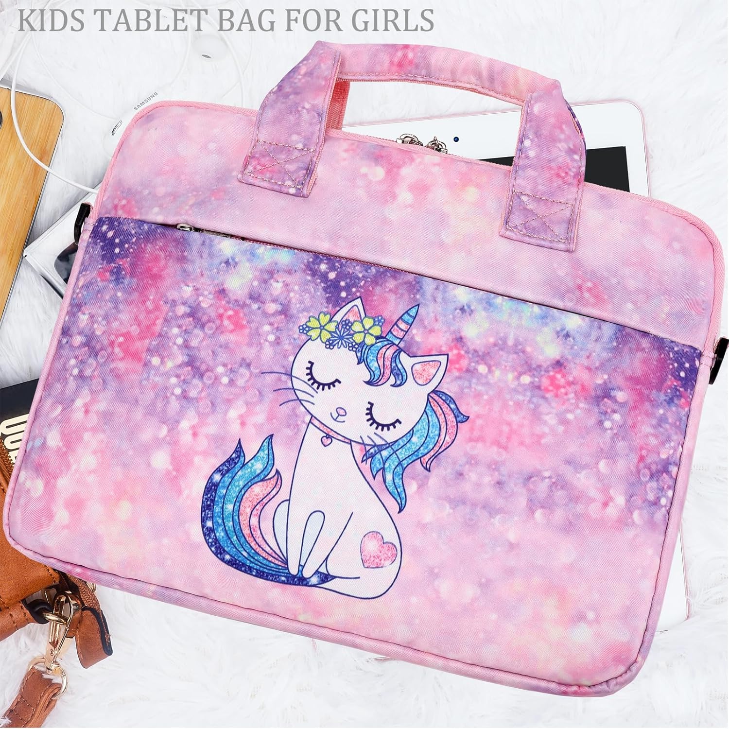 JIANYA Funda para tableta para niños, bolsa de transporte para iPad con correa para el hombro, bolsa de tableta de 10-12.5 pulgadas para niños
