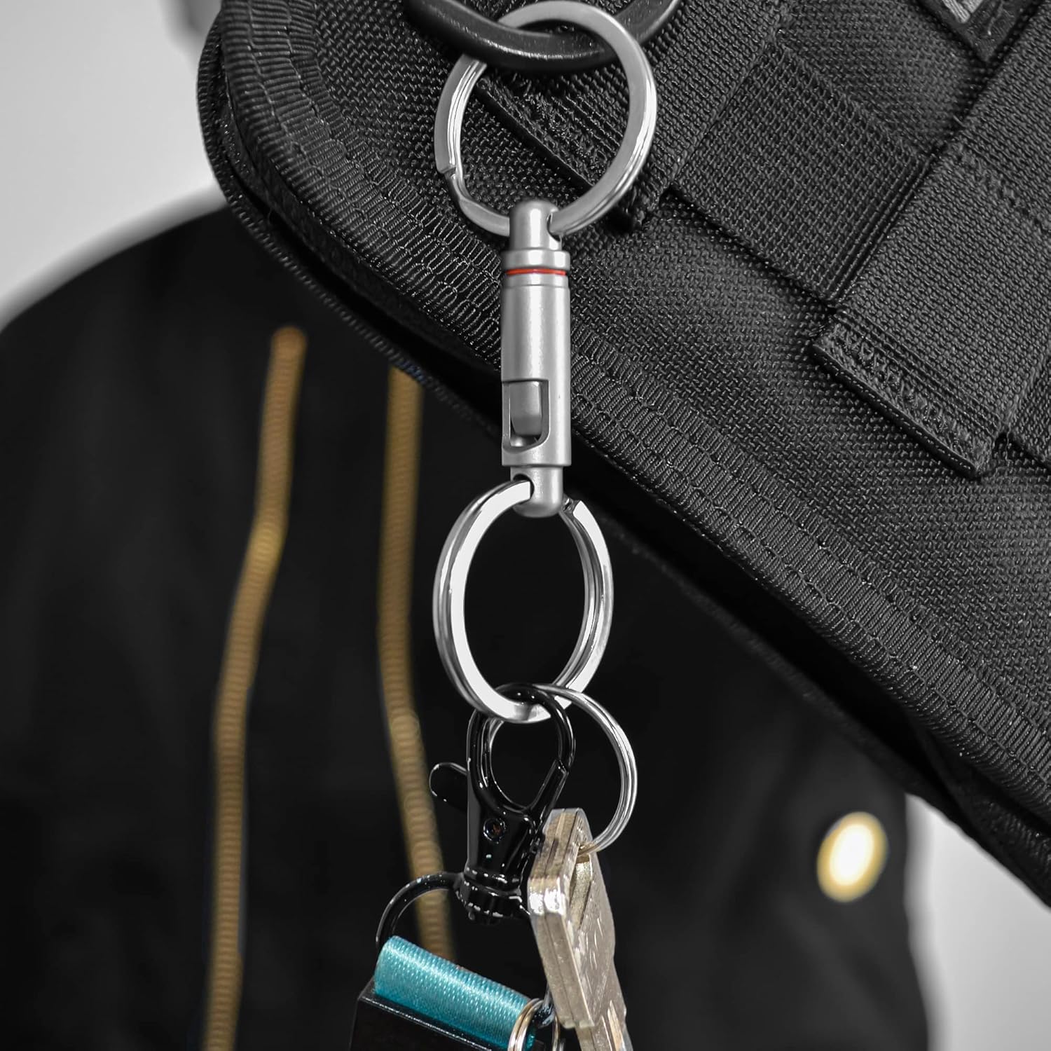 WANERSEN Llavero de titanio de liberación rápida desmontable con anillos divididos EDC Breakaway Llavero para hombres o mujeres