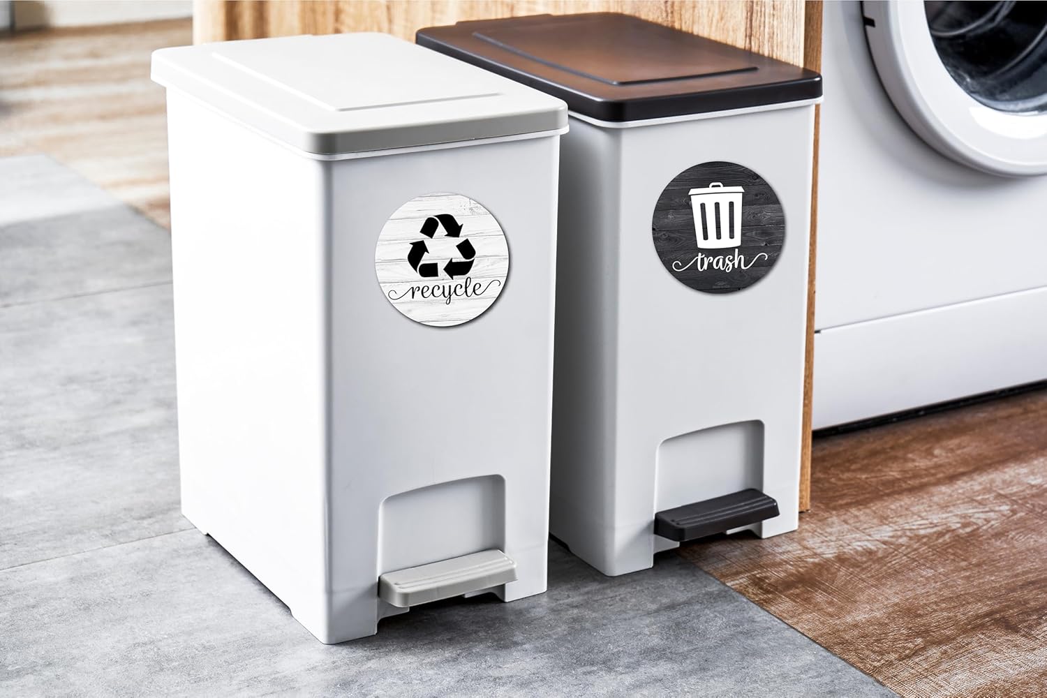 Imanes rústicos de reciclaje de basura para basura de cocina y papelera de reciclaje, imán de símbolo de logotipo de bote de basura de granja, imán