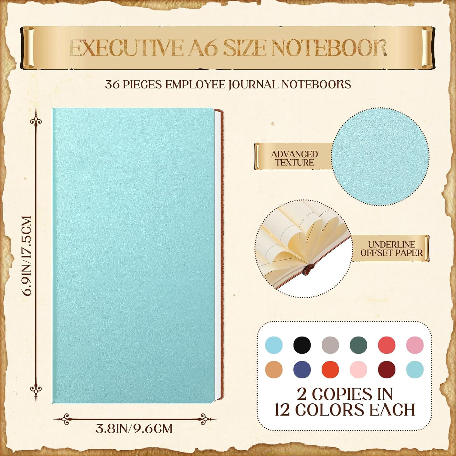 36 cuadernos de cuero sintético a granel, diario de viaje de cuero vintage A6, regalos de agradecimiento para mujeres, hombres, empleados,