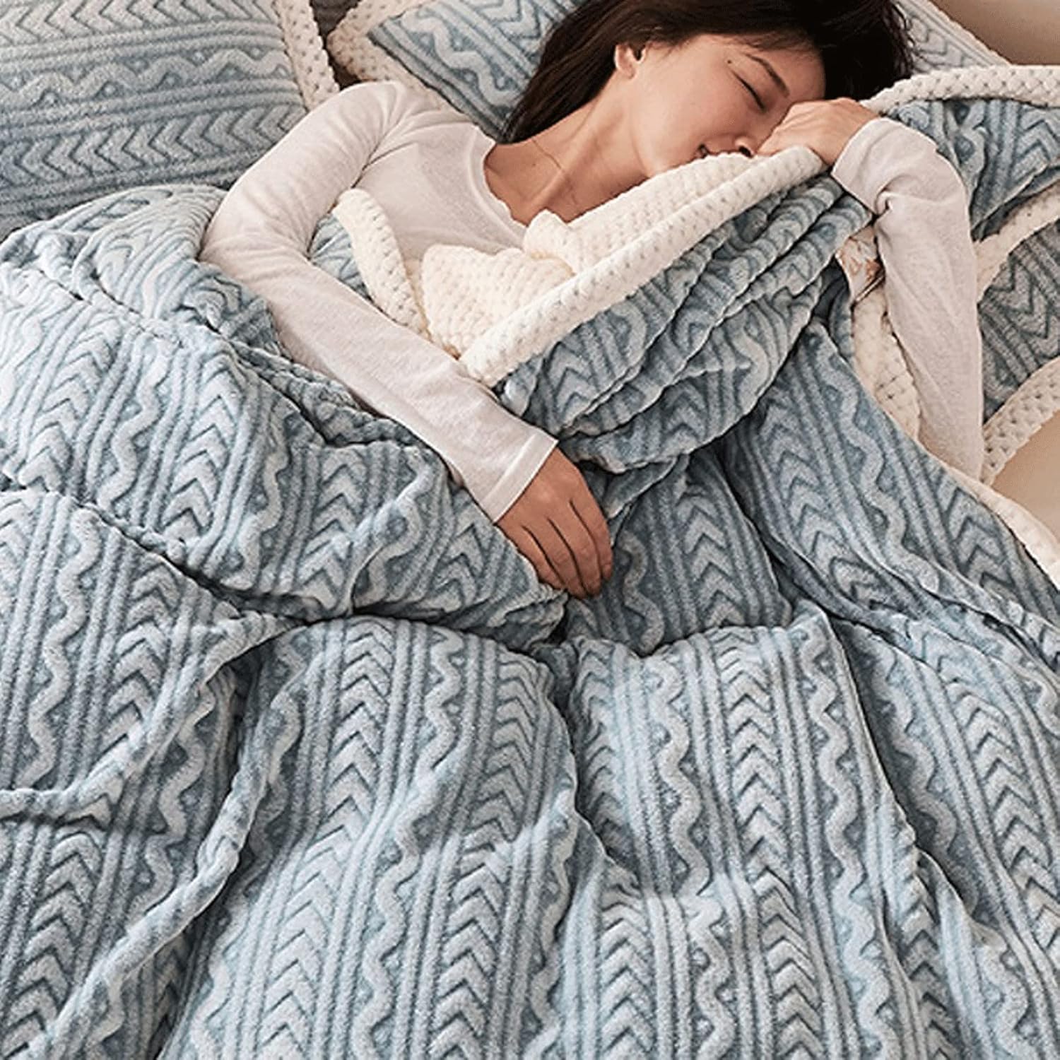 Cozy Blanket Duvet Cover Blankets Double Sided Solid Color Adults Quilt Cover Winter Warm Thick Fleece Double Bed Bedspread Sofa Cover
