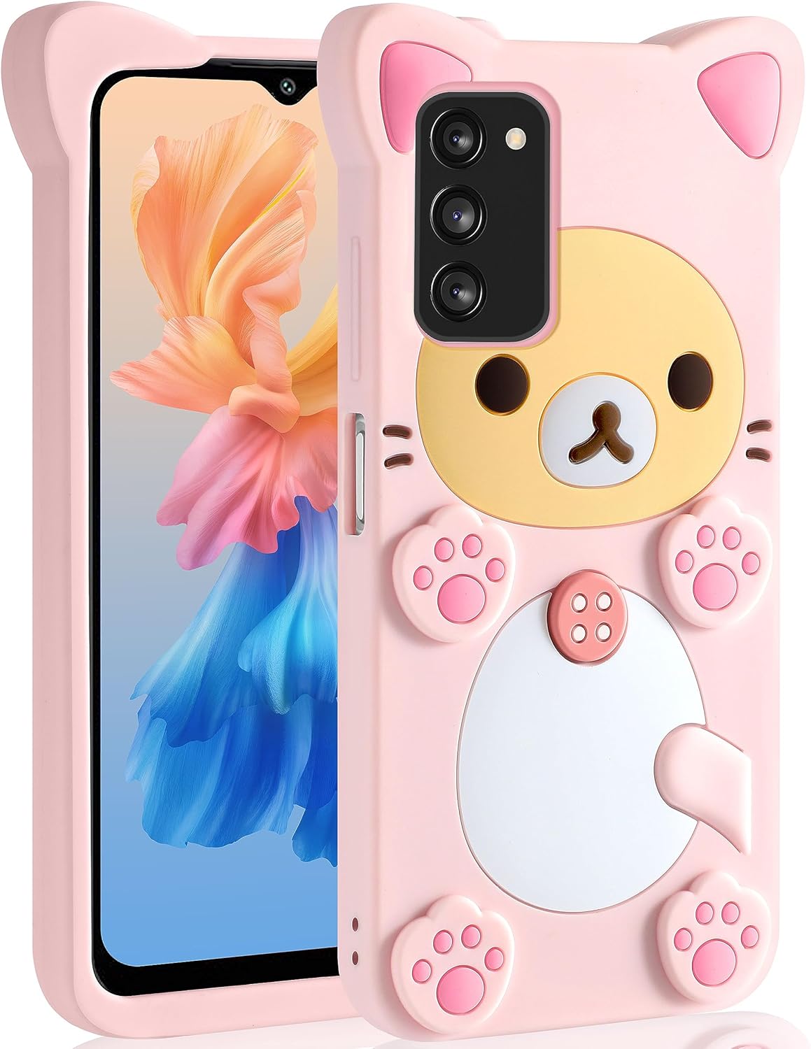 STSNano Funda Kawaii para teléfono Samsung Galaxy A03s 3D, lindo oso de dibujos animados, a la moda, divertida, divertida, suave, TPU para Samsung