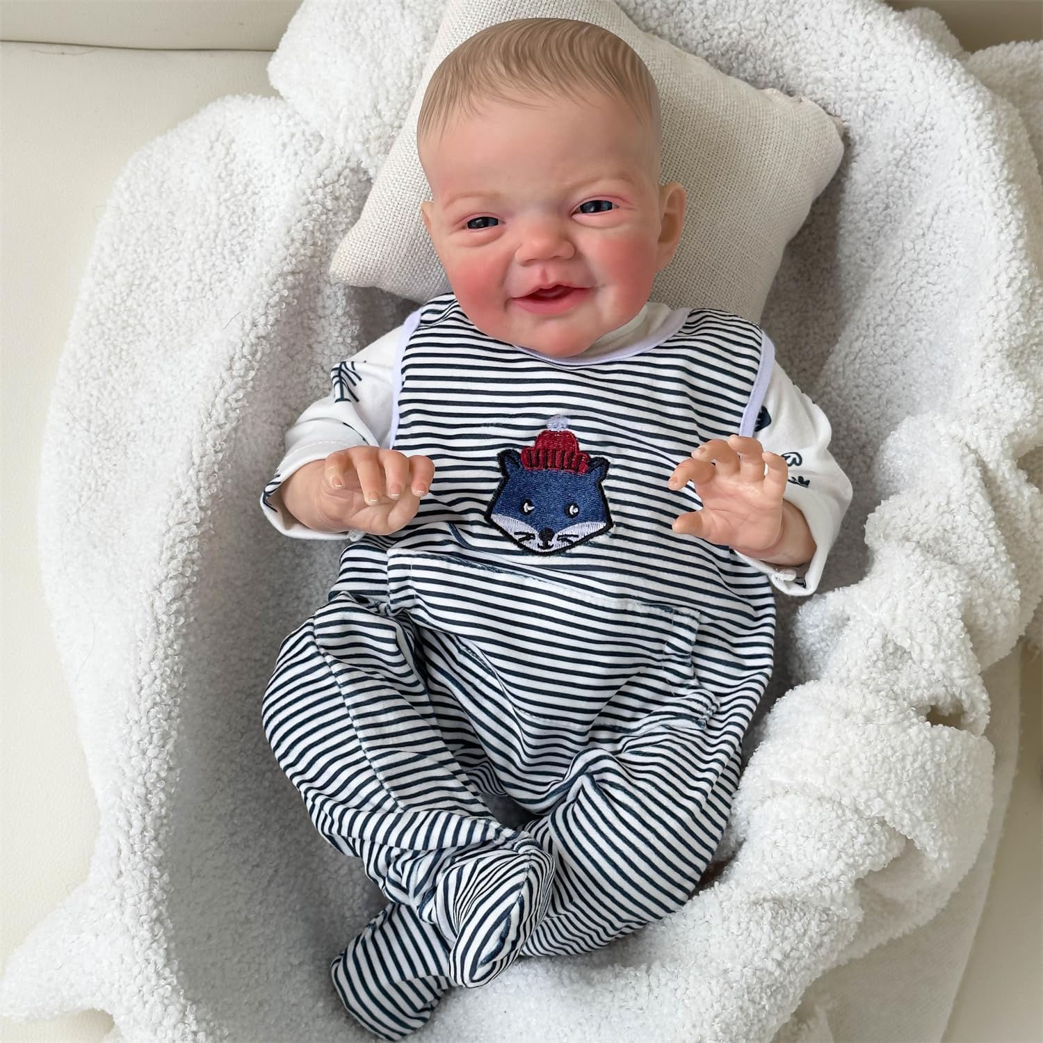iCradle Muñecas de bebé Reborn de 20 pulgadas realistas recién nacidos, muñecas de bebé sonrientes con cuerpo suave realista, extremidades de