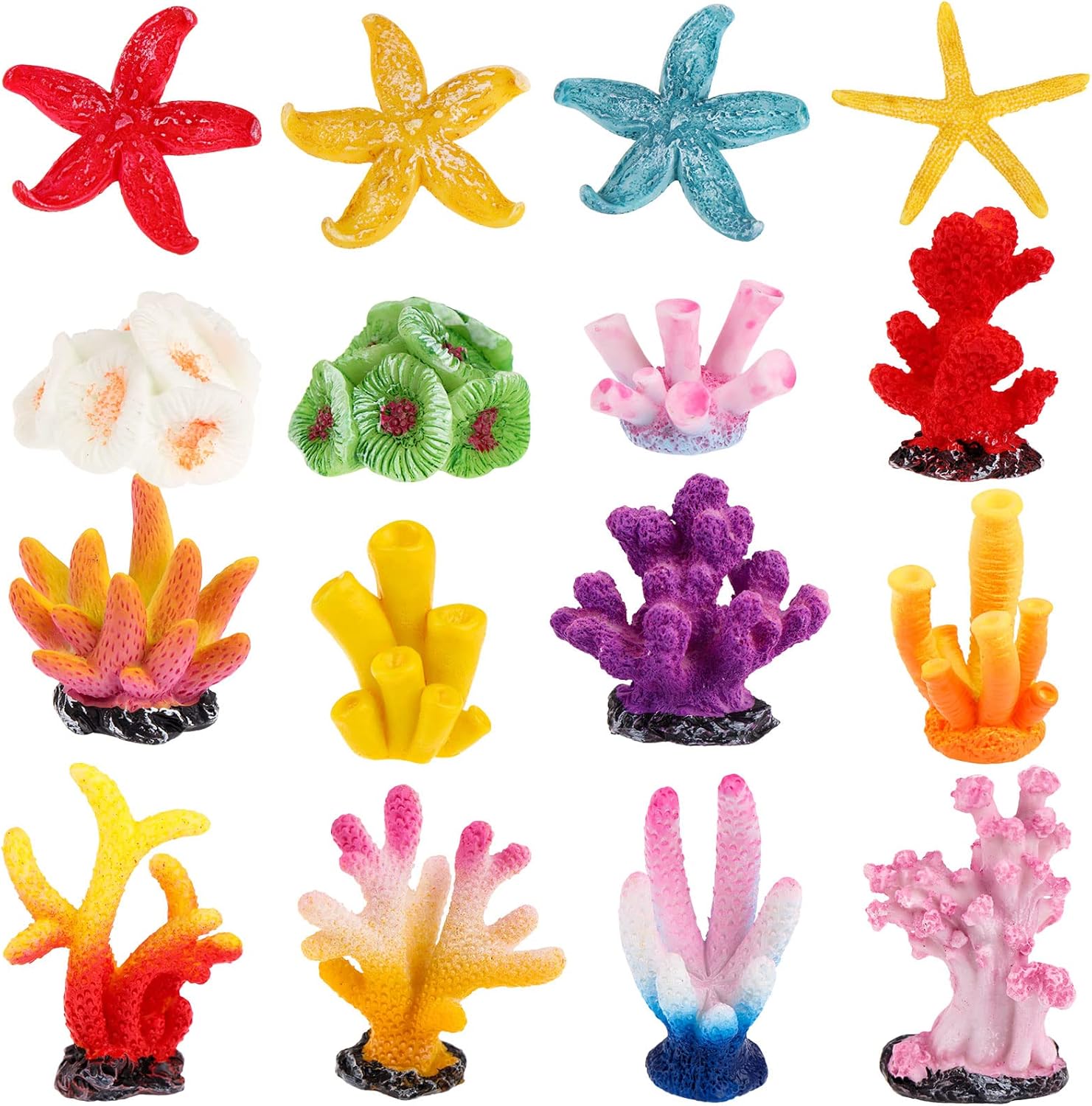 16 piezas de plantas artificiales de coral para decoración de acuario, decoración de arrecife de coral de alta calidad, resina artificial