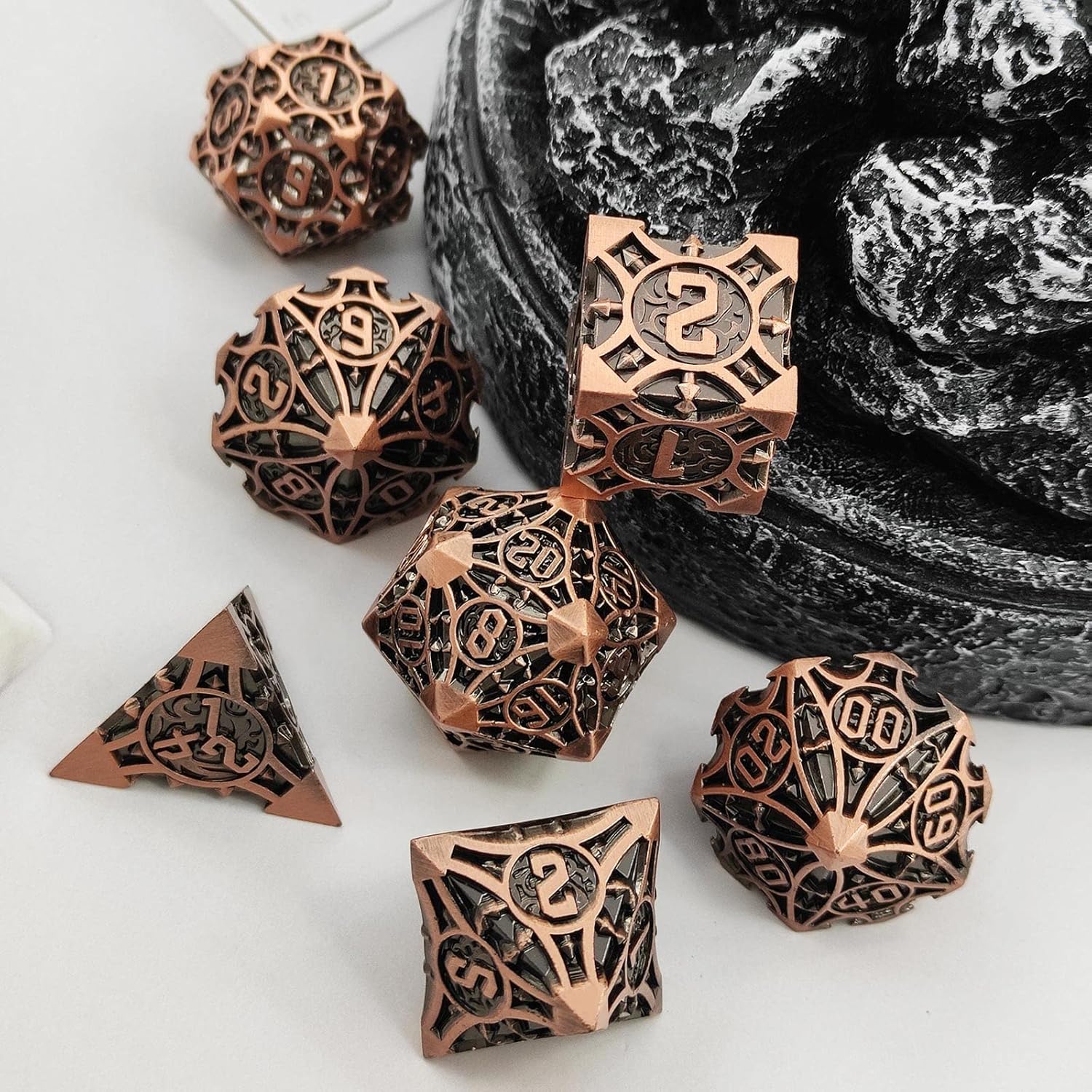 AJKDEUIH Juego de dados DND de metal D&D aplicables a Dungeons and Dragons Gift RPG MTG Pathfinder Warhammer D y D D20, juegos de mesa poliédricos,