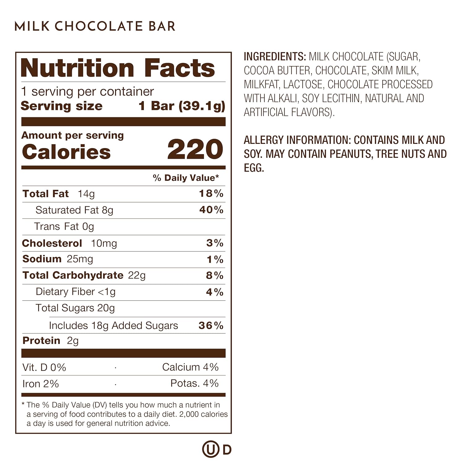 Ethel M Chocolates Juego de 8 barras de chocolate con leche de alta calidad, envueltas individualmente, 1.38 oz cada una