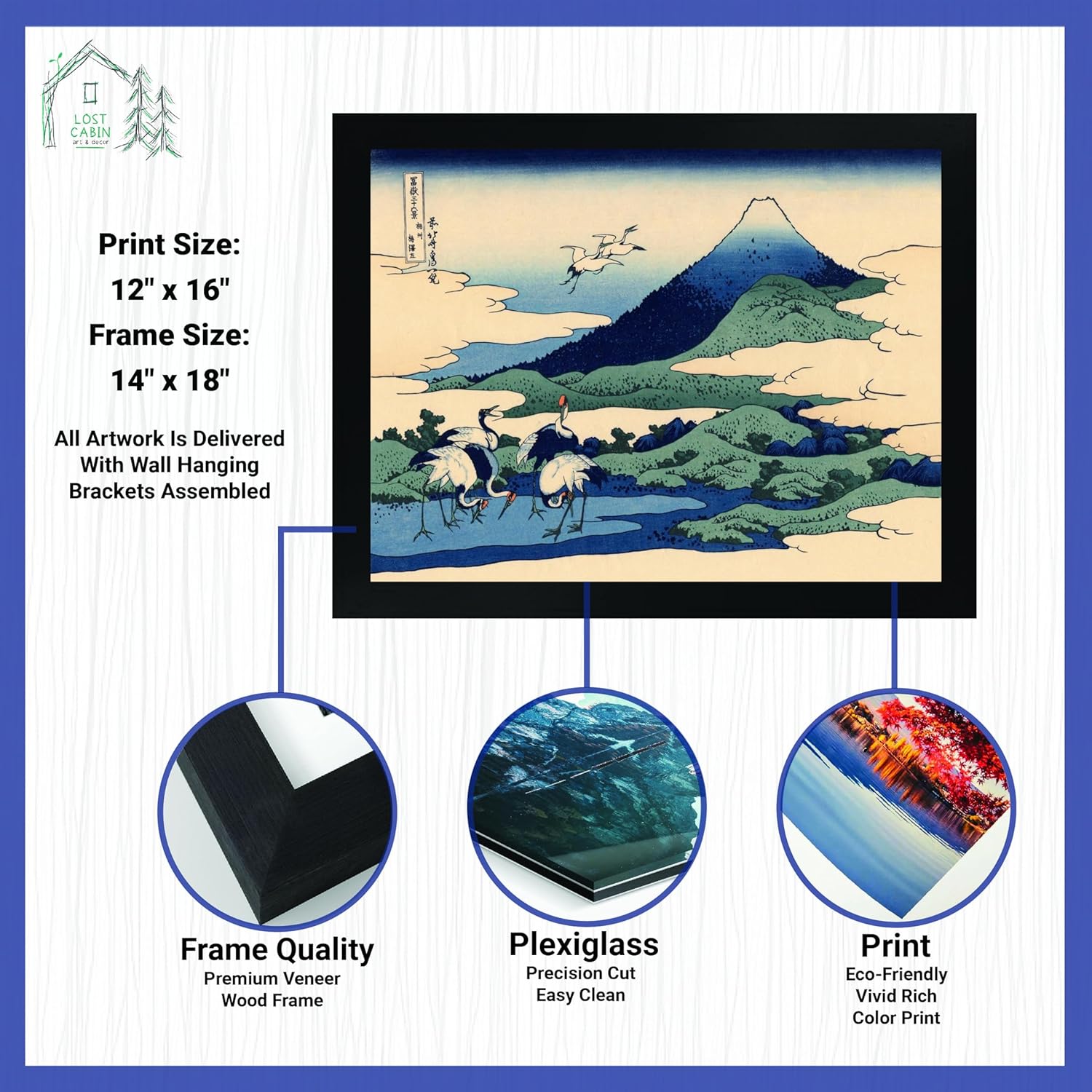 Cabaña perdida dividida en la provincia de Sagami por Katsushika Hokusai  Impresión en marco plano negro  Reproducción de pinturas de obras de arte