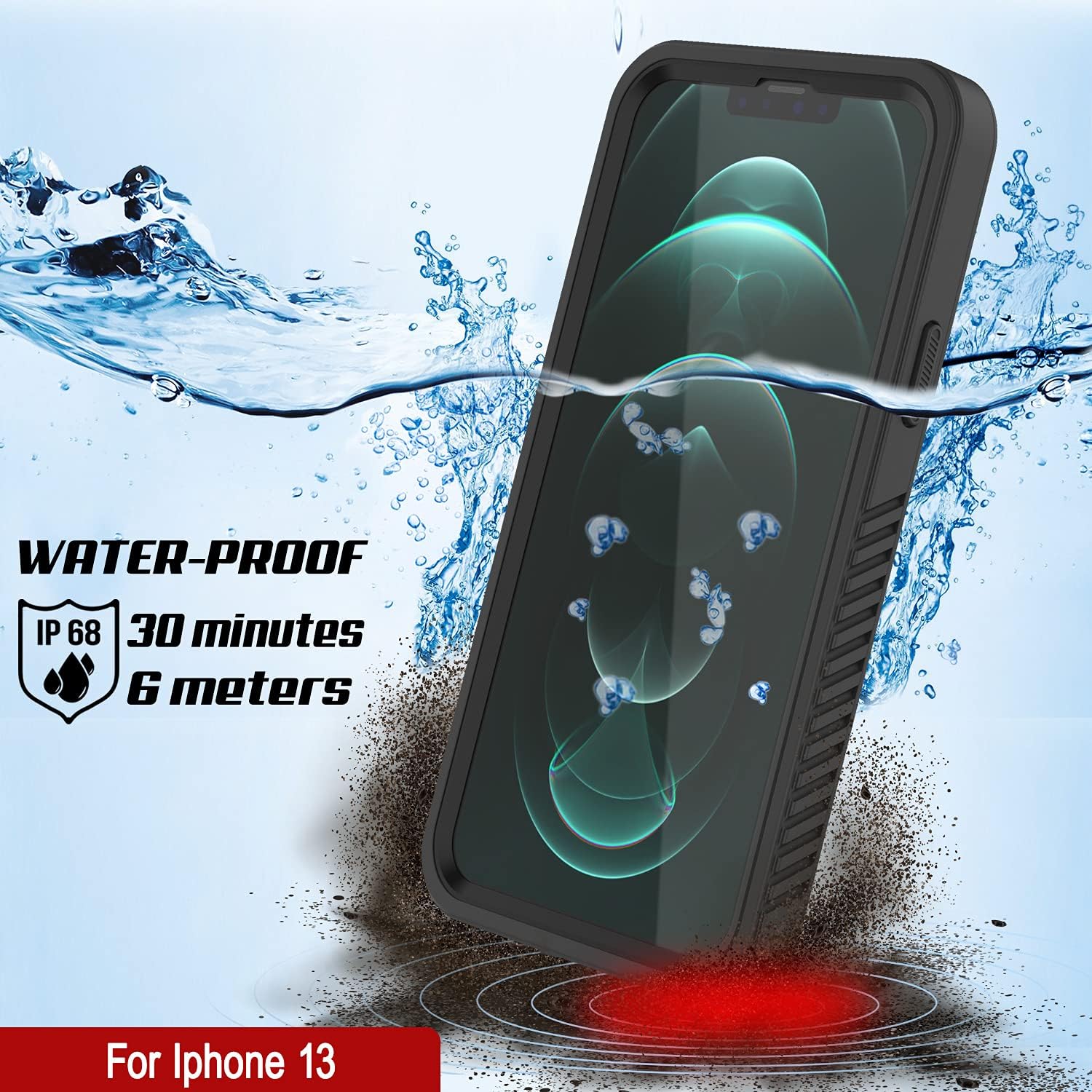 Punkcase Funda impermeable para iPhone 13 serie extrema ajuste delgado certificado IP68 a prueba de golpes a prueba de nieve con protector de